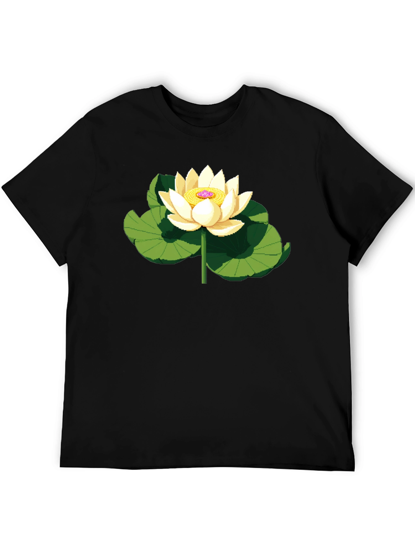 Lotus Flower Graphic Black T-Shirt