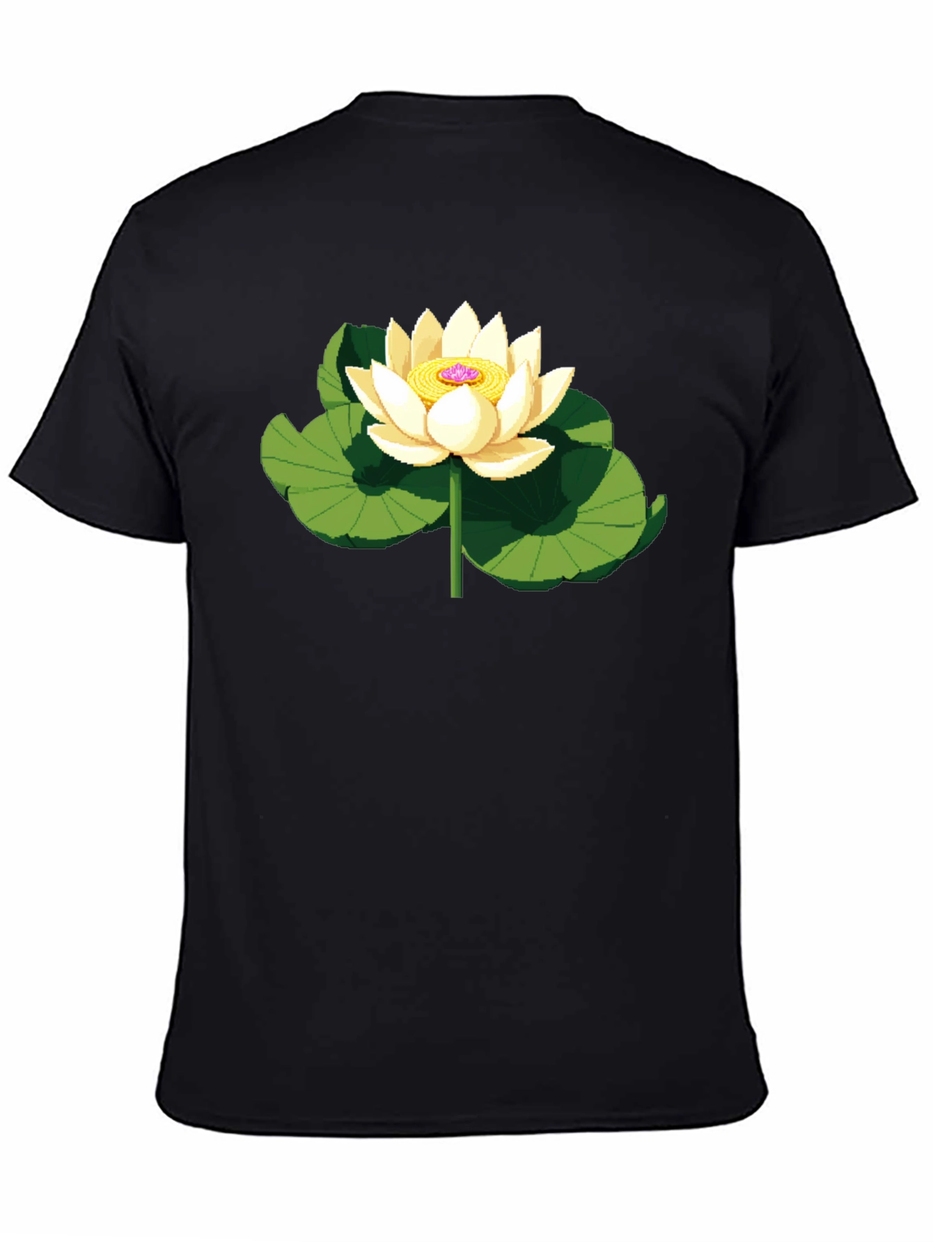 Lotus Flower Graphic Black T-Shirt