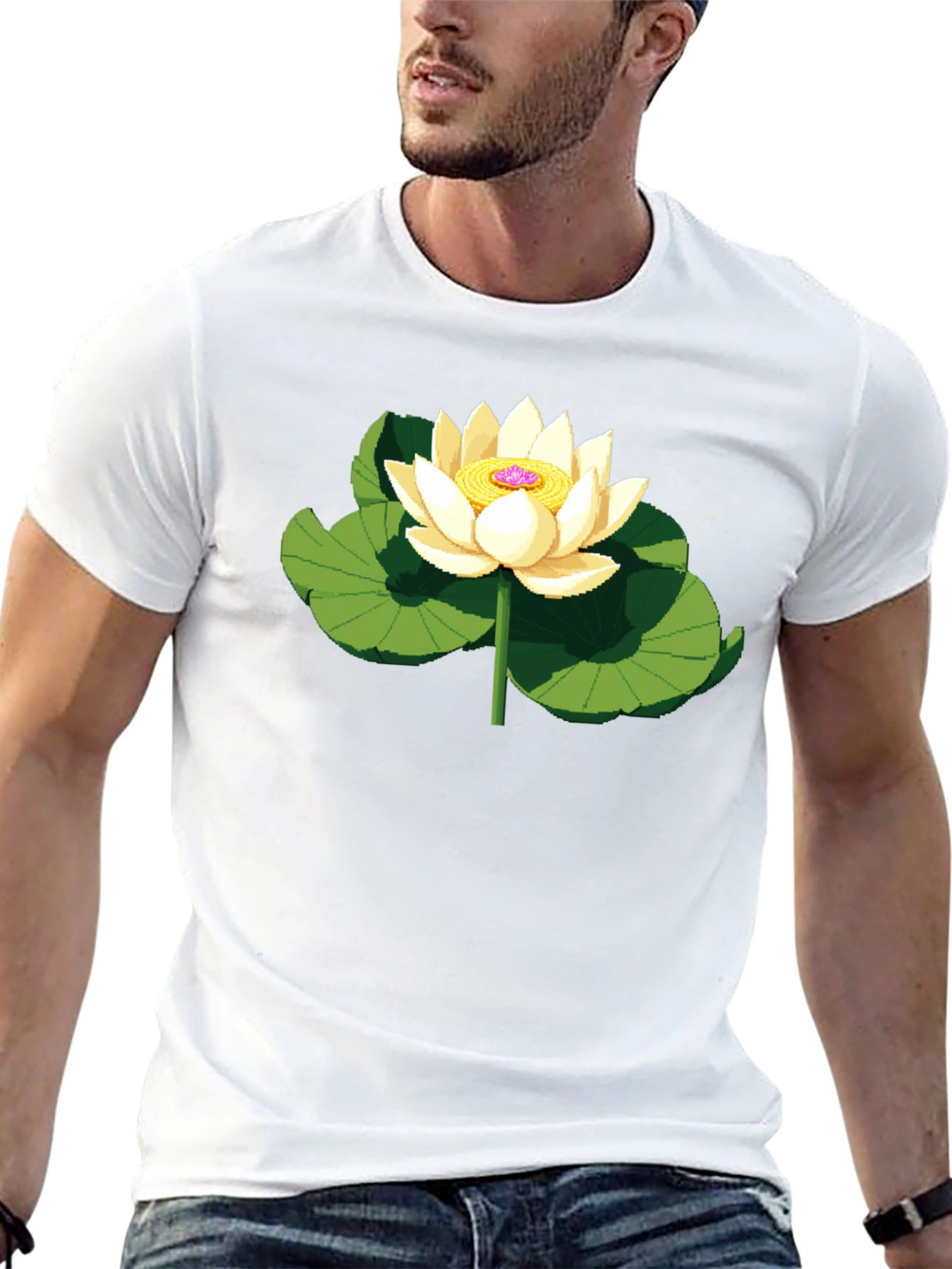 Lotus Flower Graphic Black T-Shirt