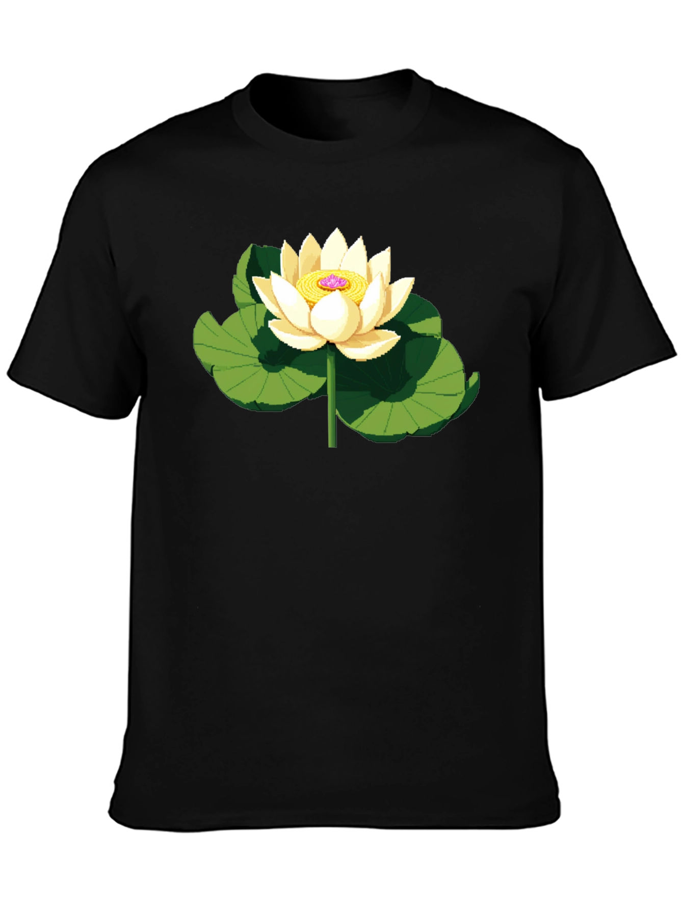 Lotus Flower Graphic Black T-Shirt