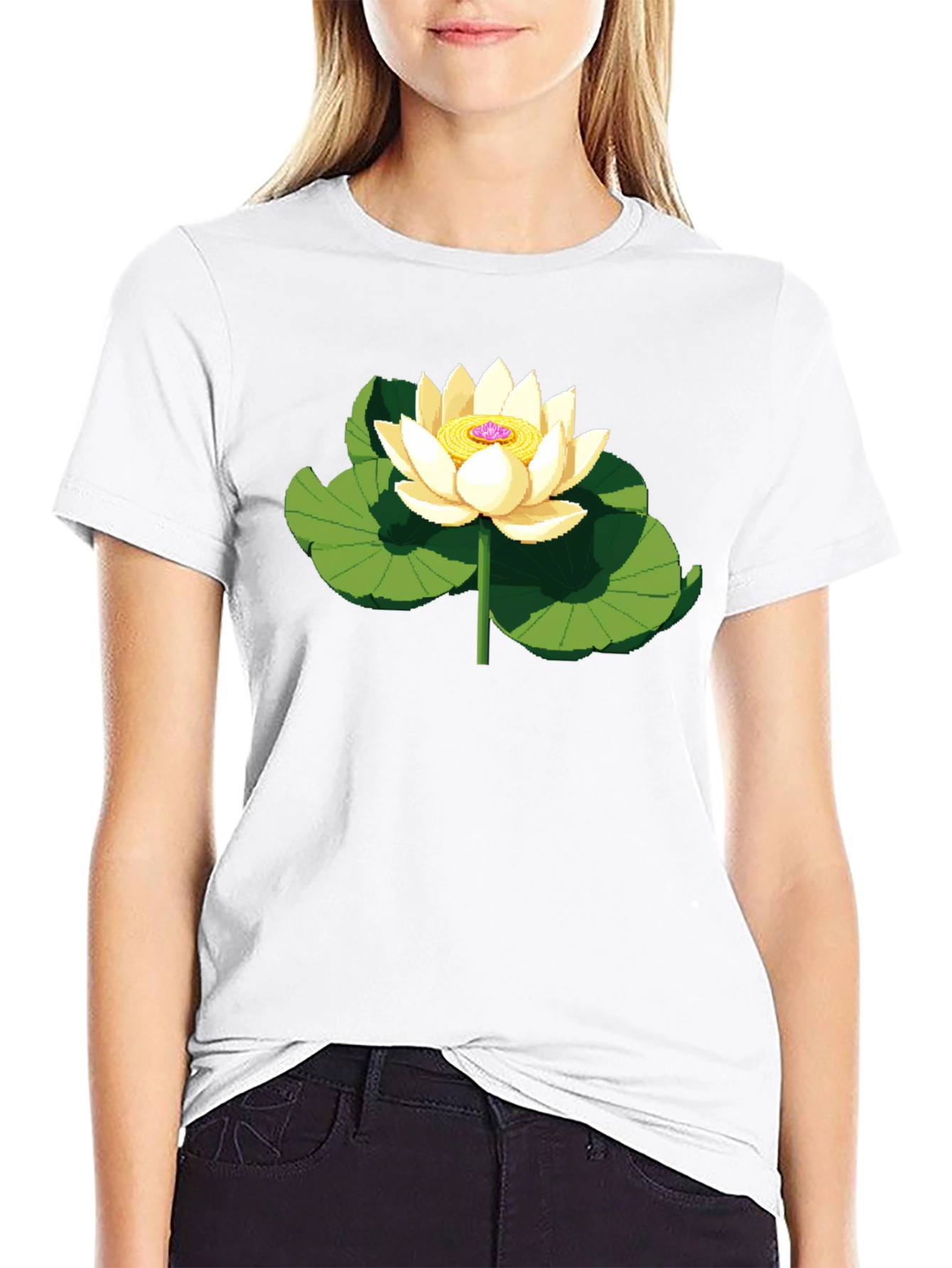 Lotus Flower Graphic Black T-Shirt