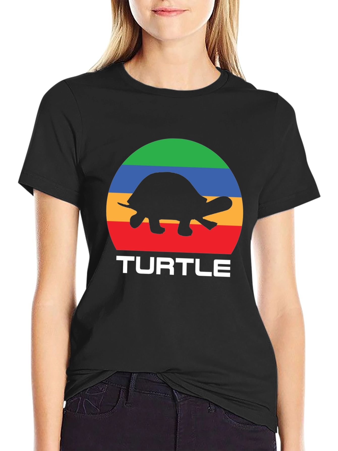 Retro Turtle Graphic T-Shirt - Black