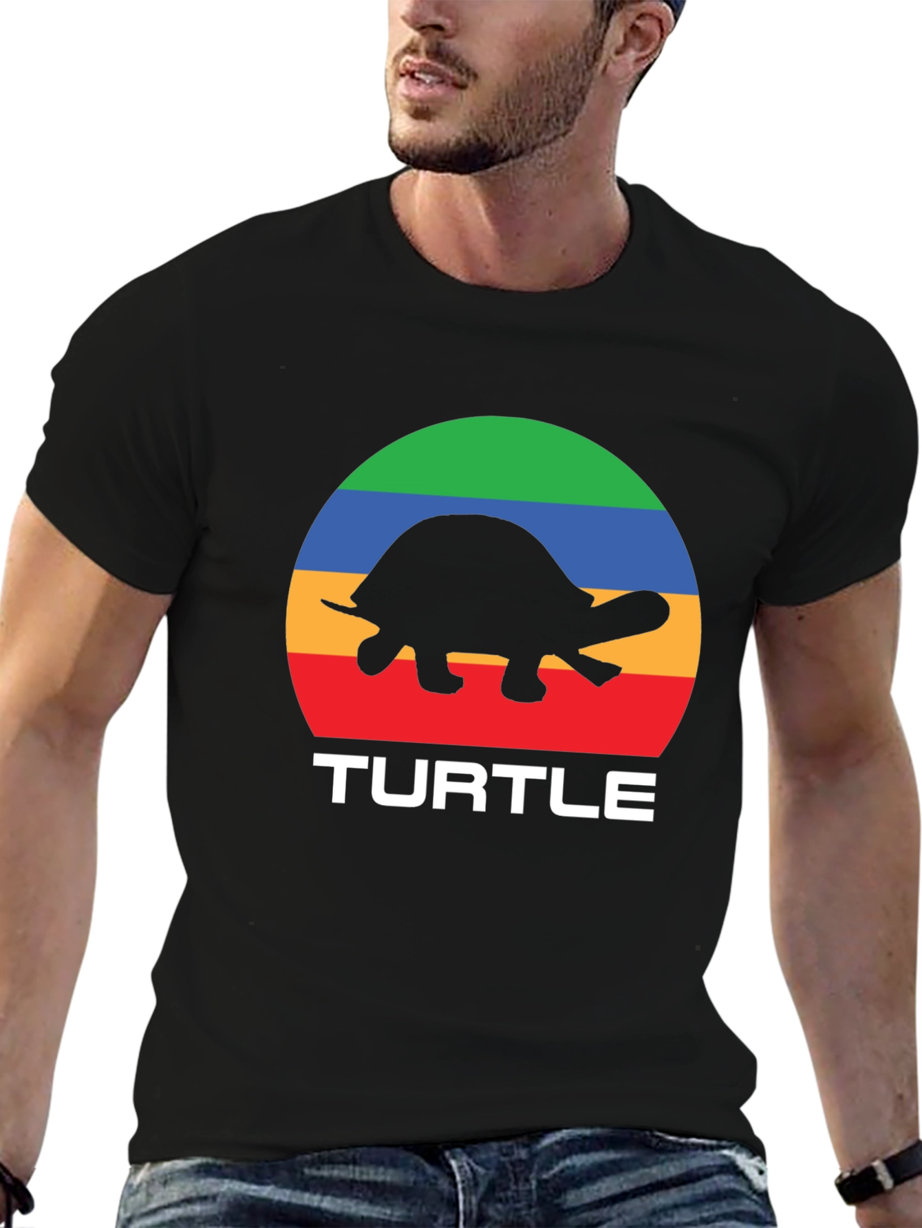 Retro Turtle Graphic T-Shirt - Black