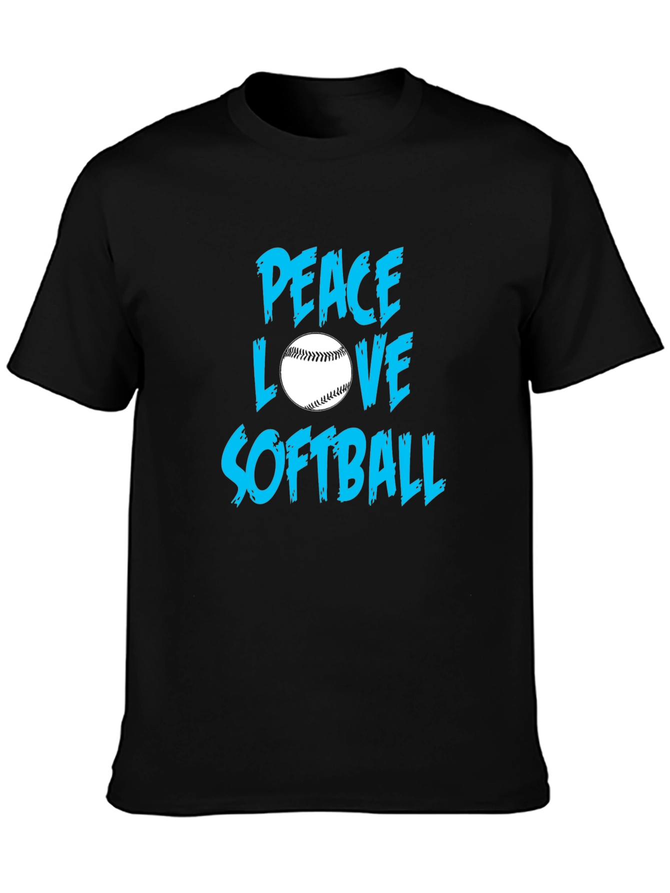 Peace Love Softball Black T-Shirt