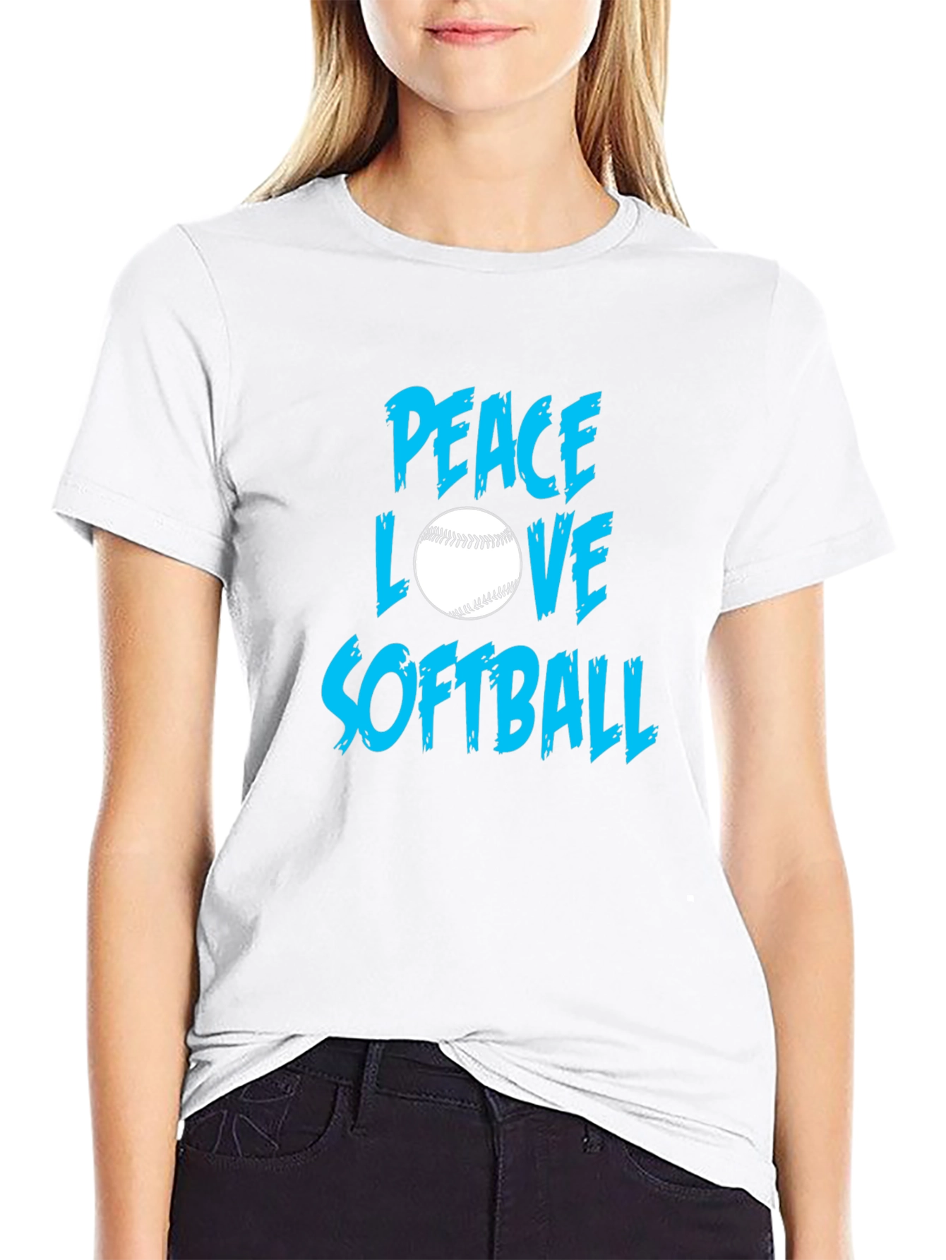 Peace Love Softball Black T-Shirt