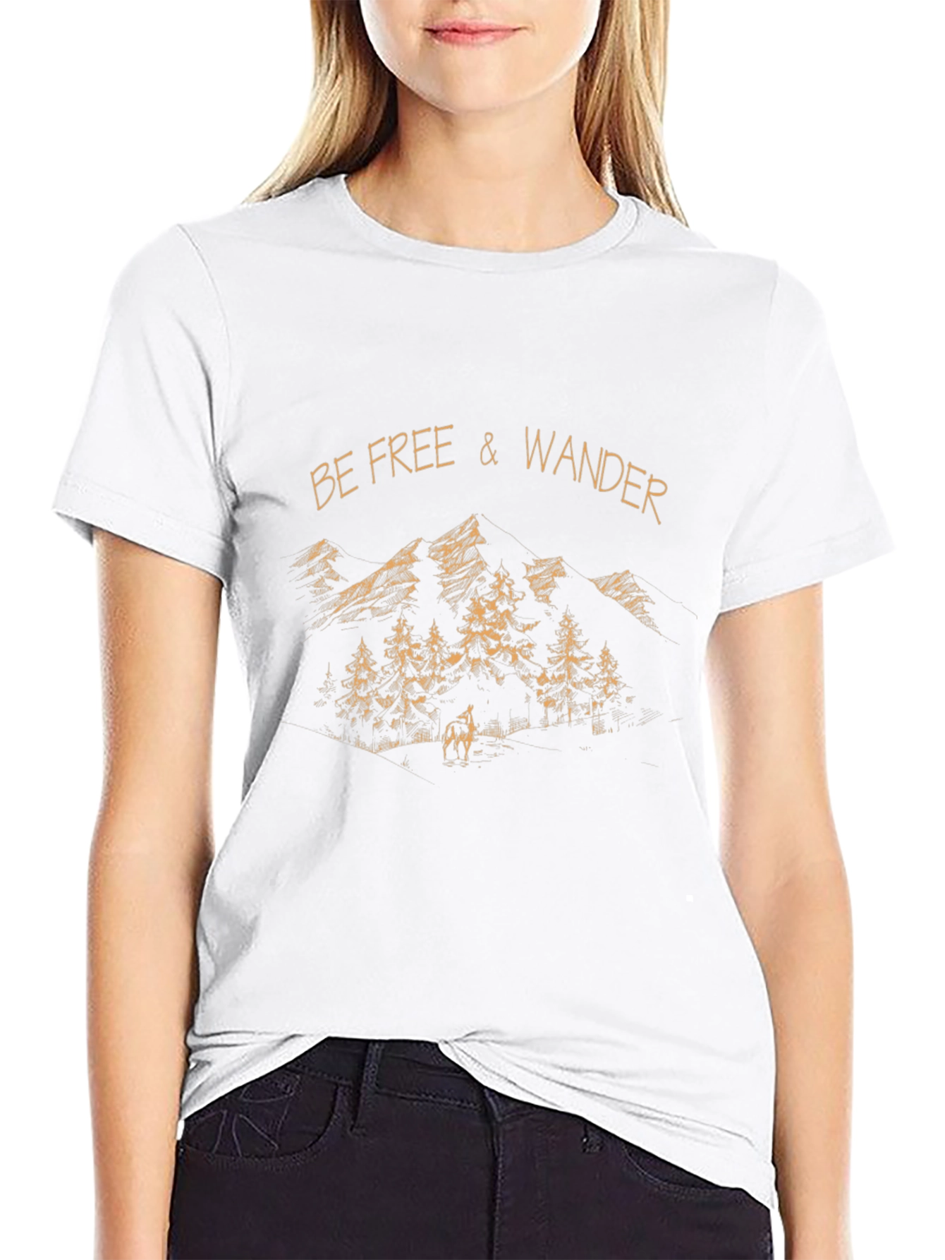 Be Free & Wander Graphic T-Shirt - Black