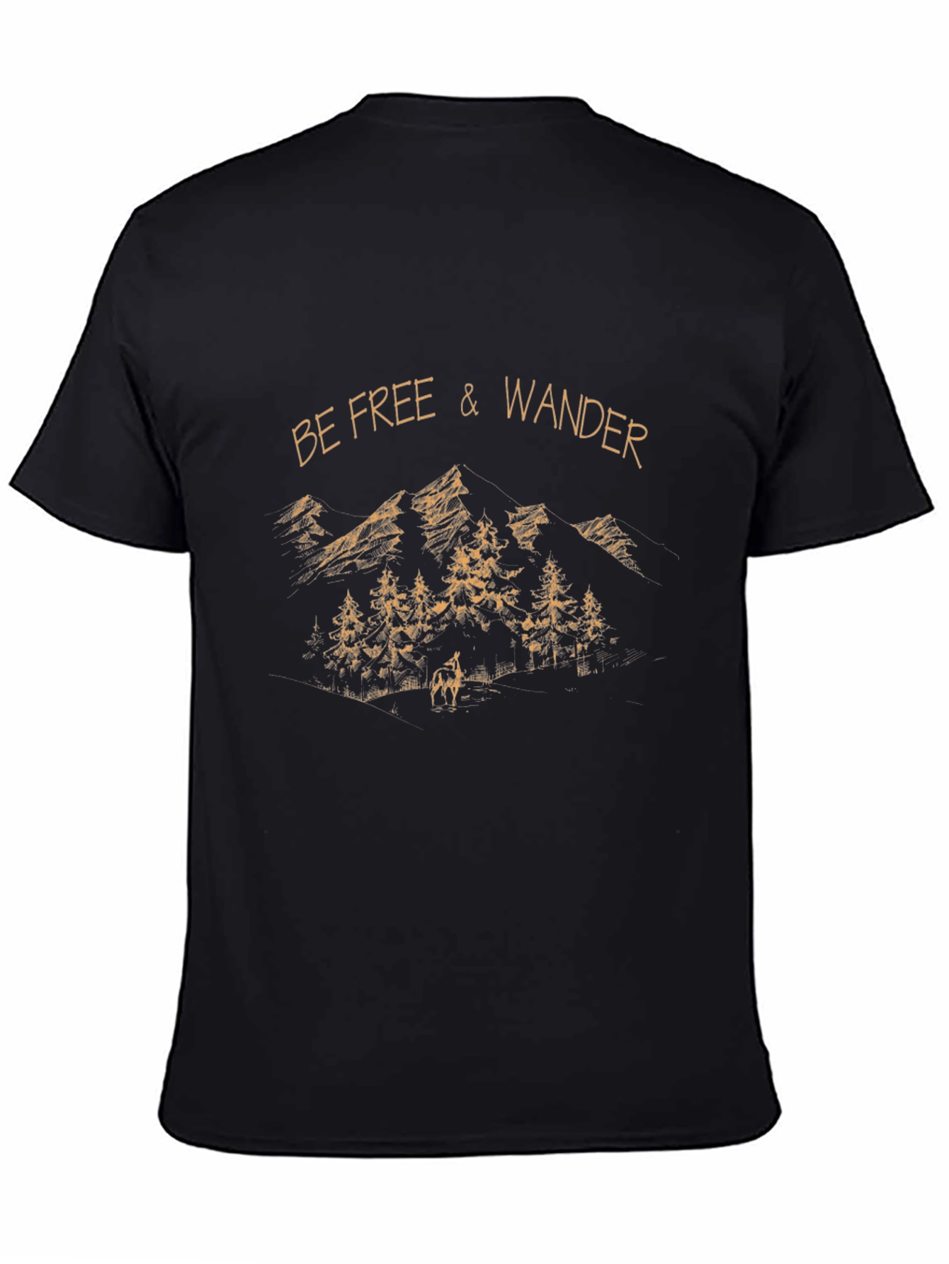 Be Free & Wander Graphic T-Shirt - Black