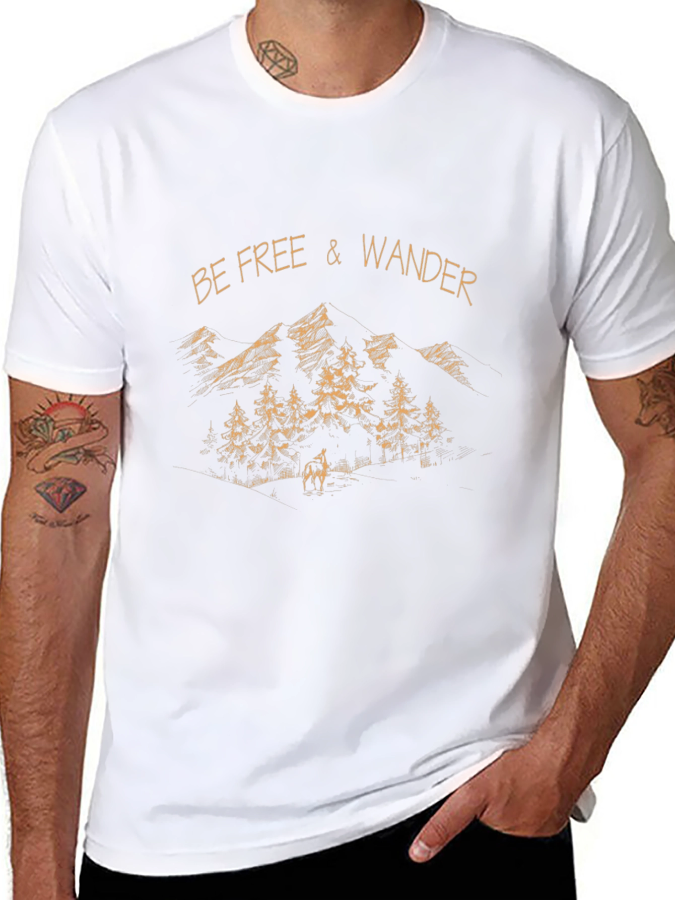 Be Free & Wander Graphic T-Shirt - Black