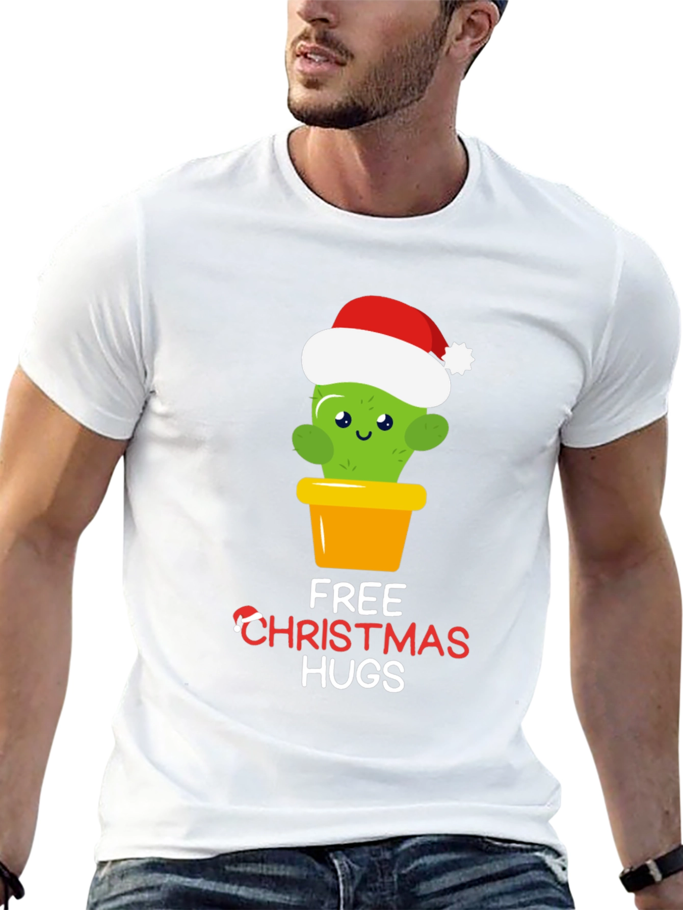 Funny Cactus Christmas Hugs T-Shirt
