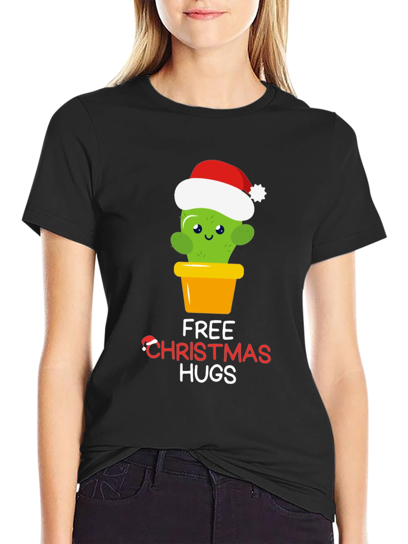 Funny Cactus Christmas Hugs T-Shirt