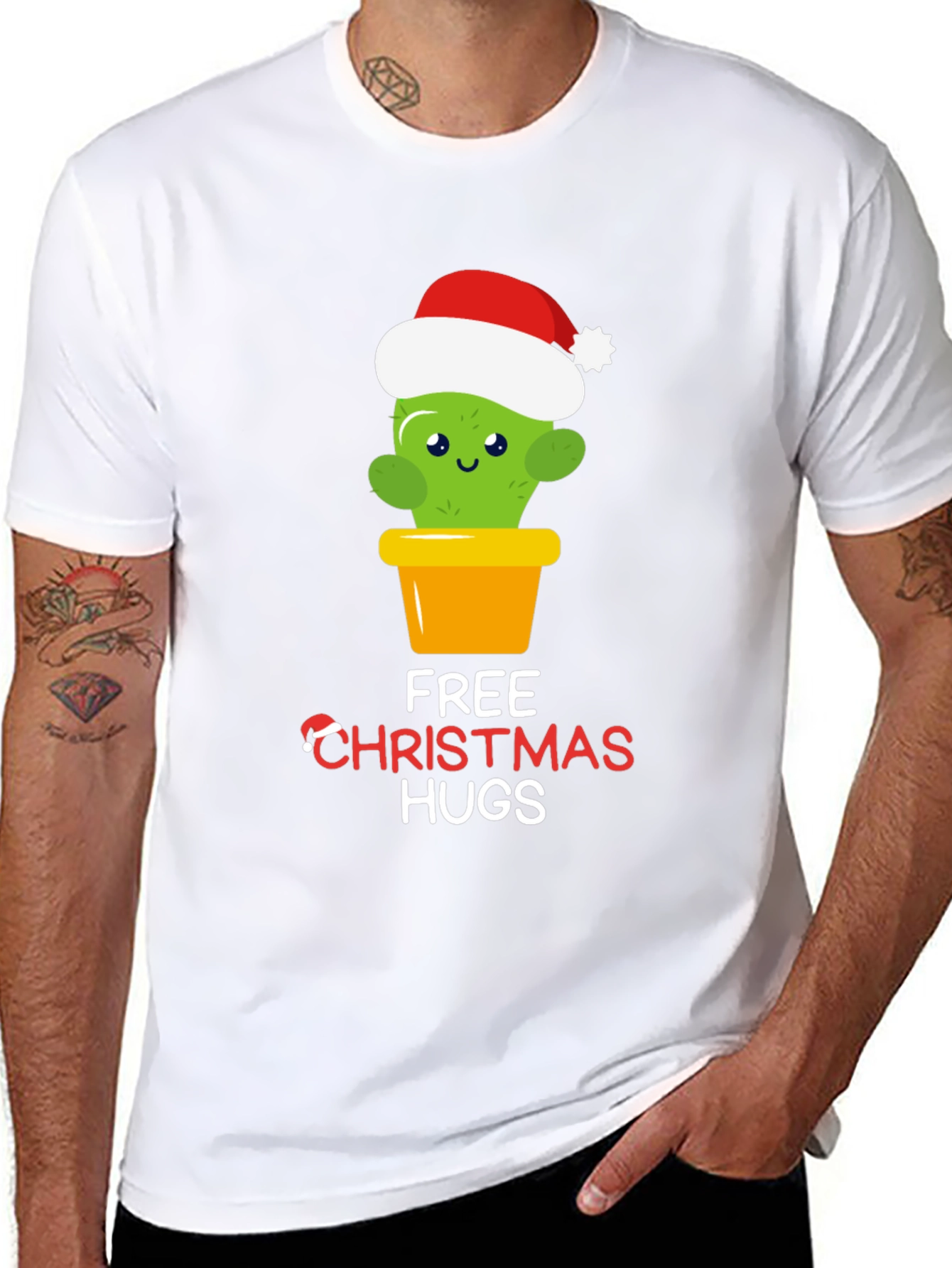 Funny Cactus Christmas Hugs T-Shirt