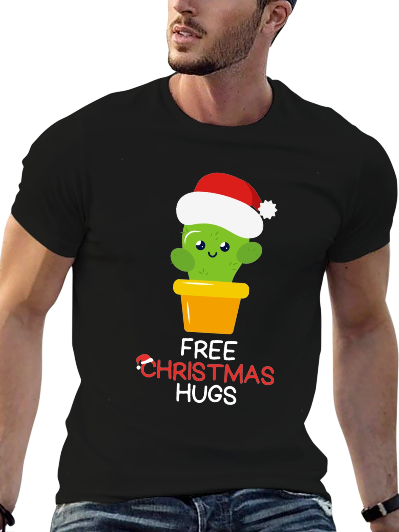 Funny Cactus Christmas Hugs T-Shirt