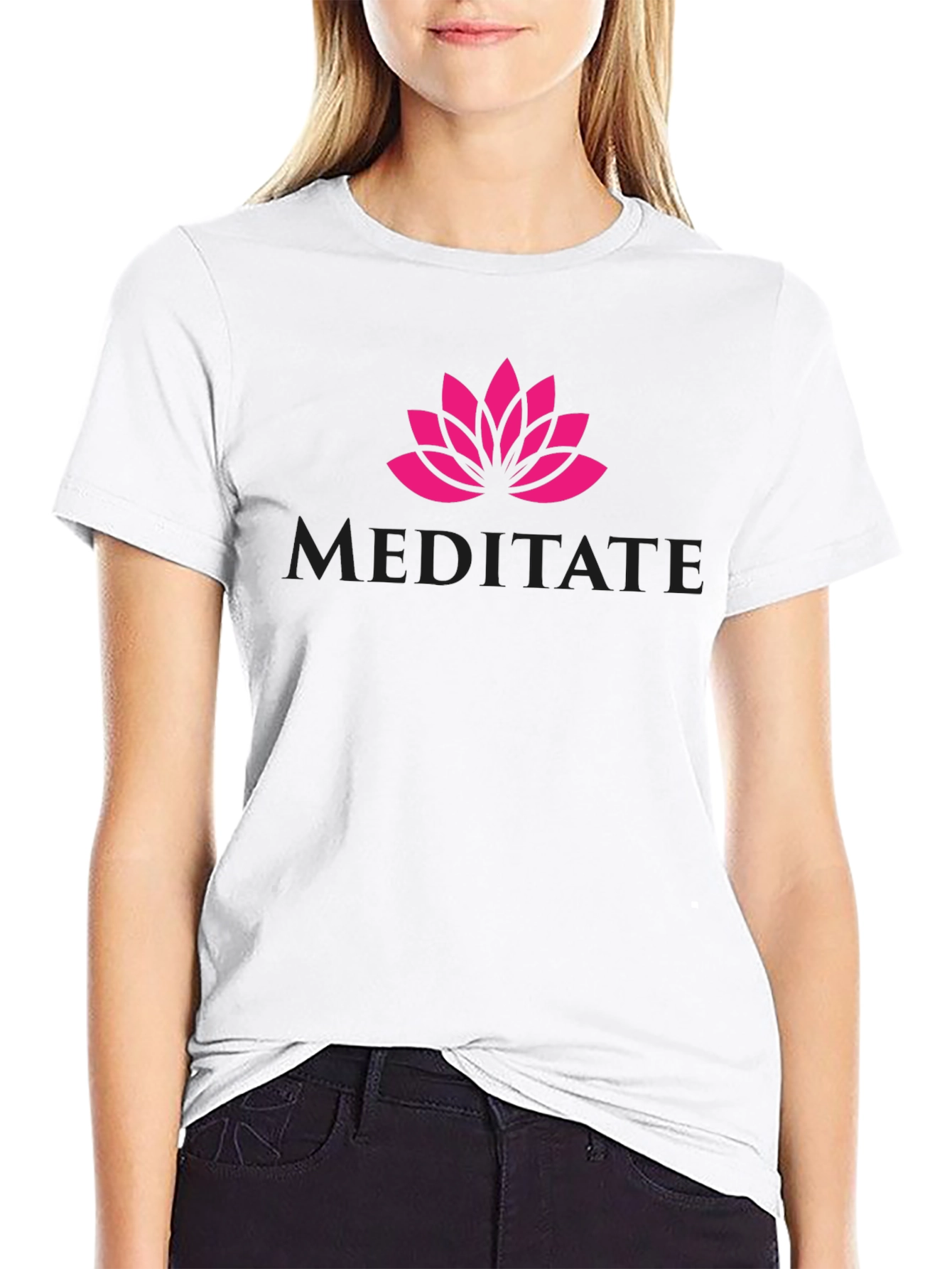 Meditate Lotus Flower Graphic Tee - Relaxed Fit