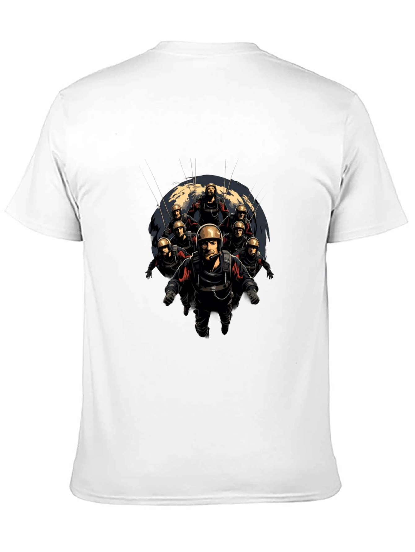Skydiving Team Graphic Print Black T-Shirt