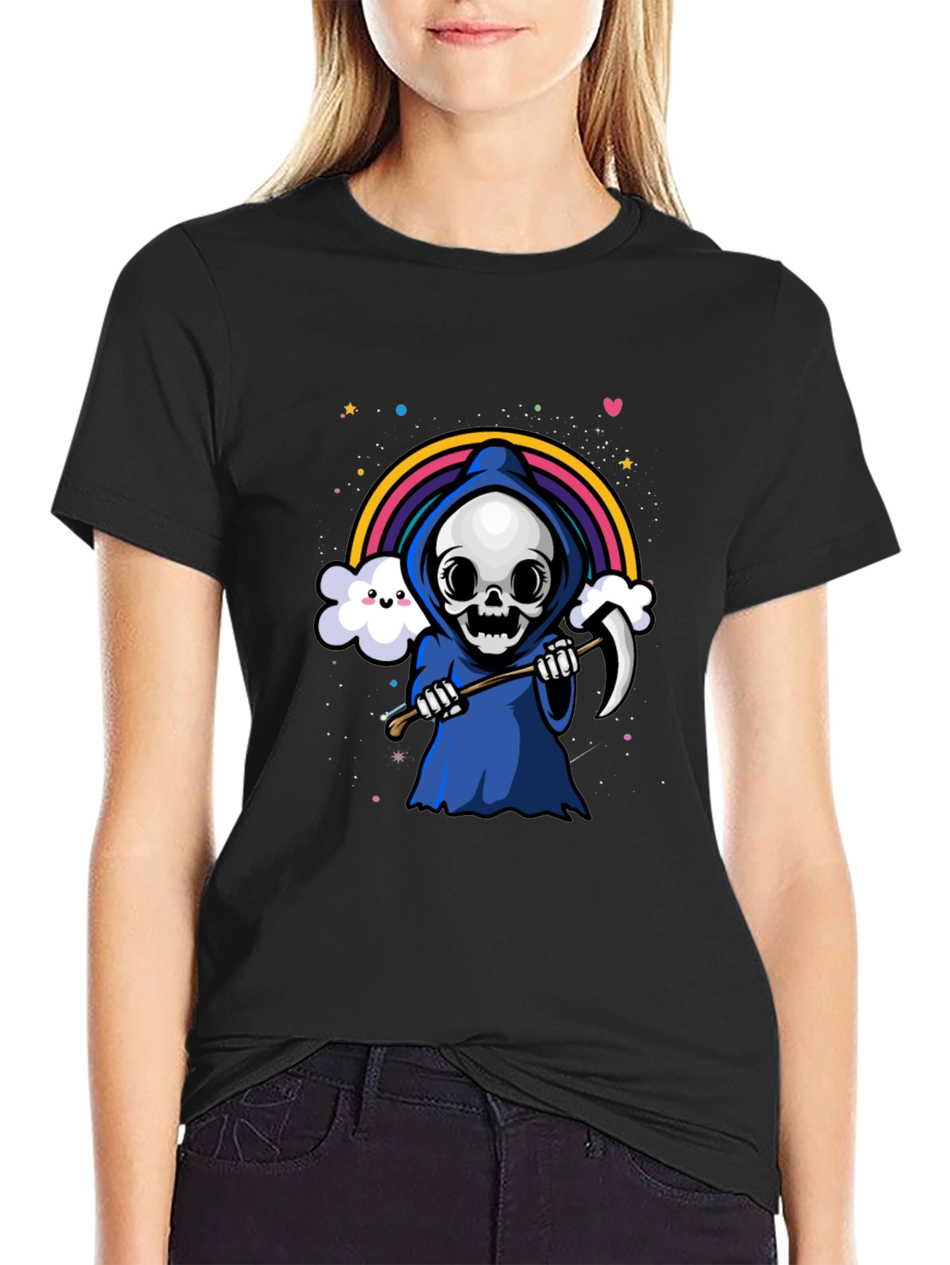 Kawaii Grim Reaper Rainbow T-Shirt