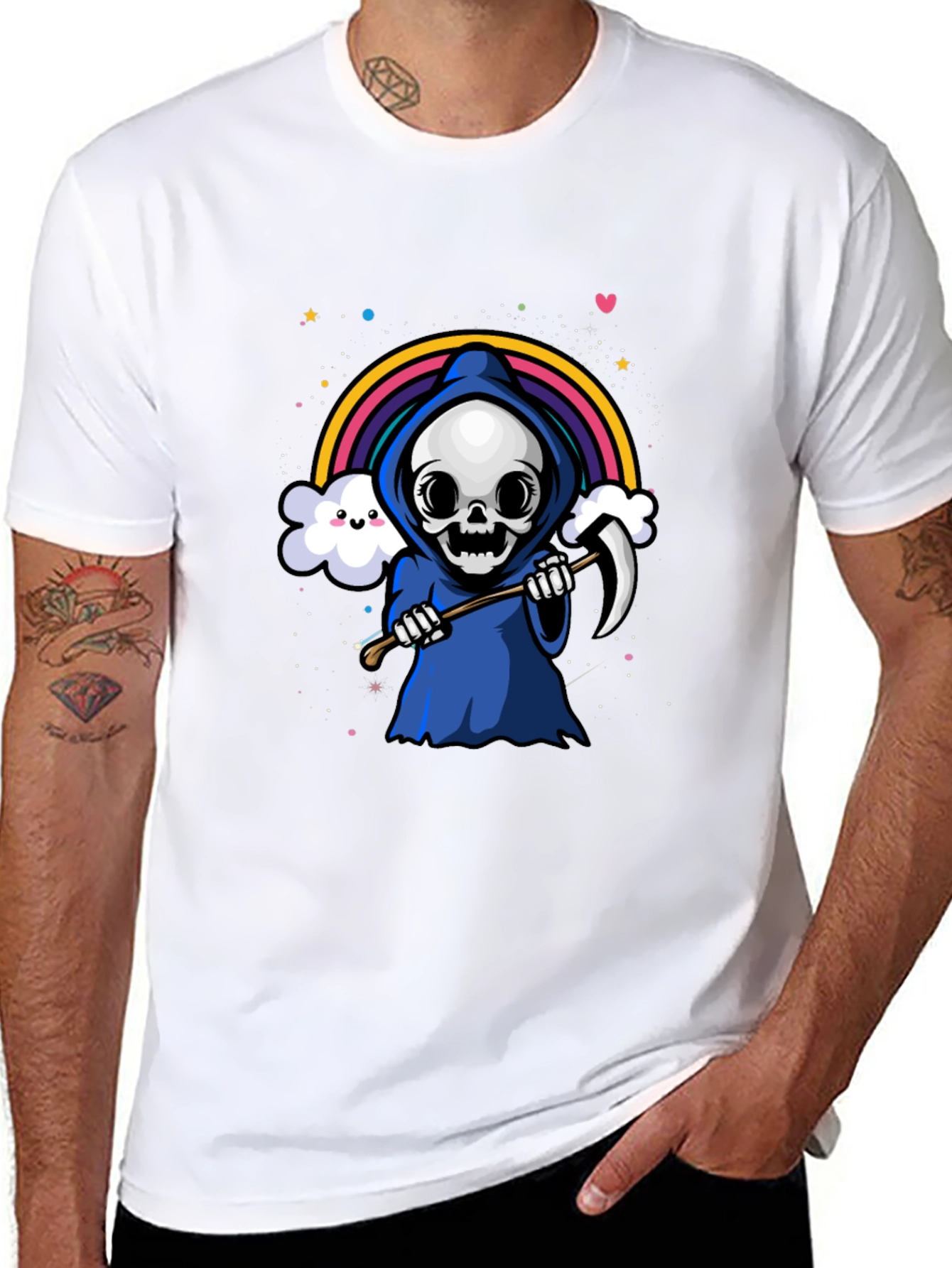 Kawaii Grim Reaper Rainbow T-Shirt