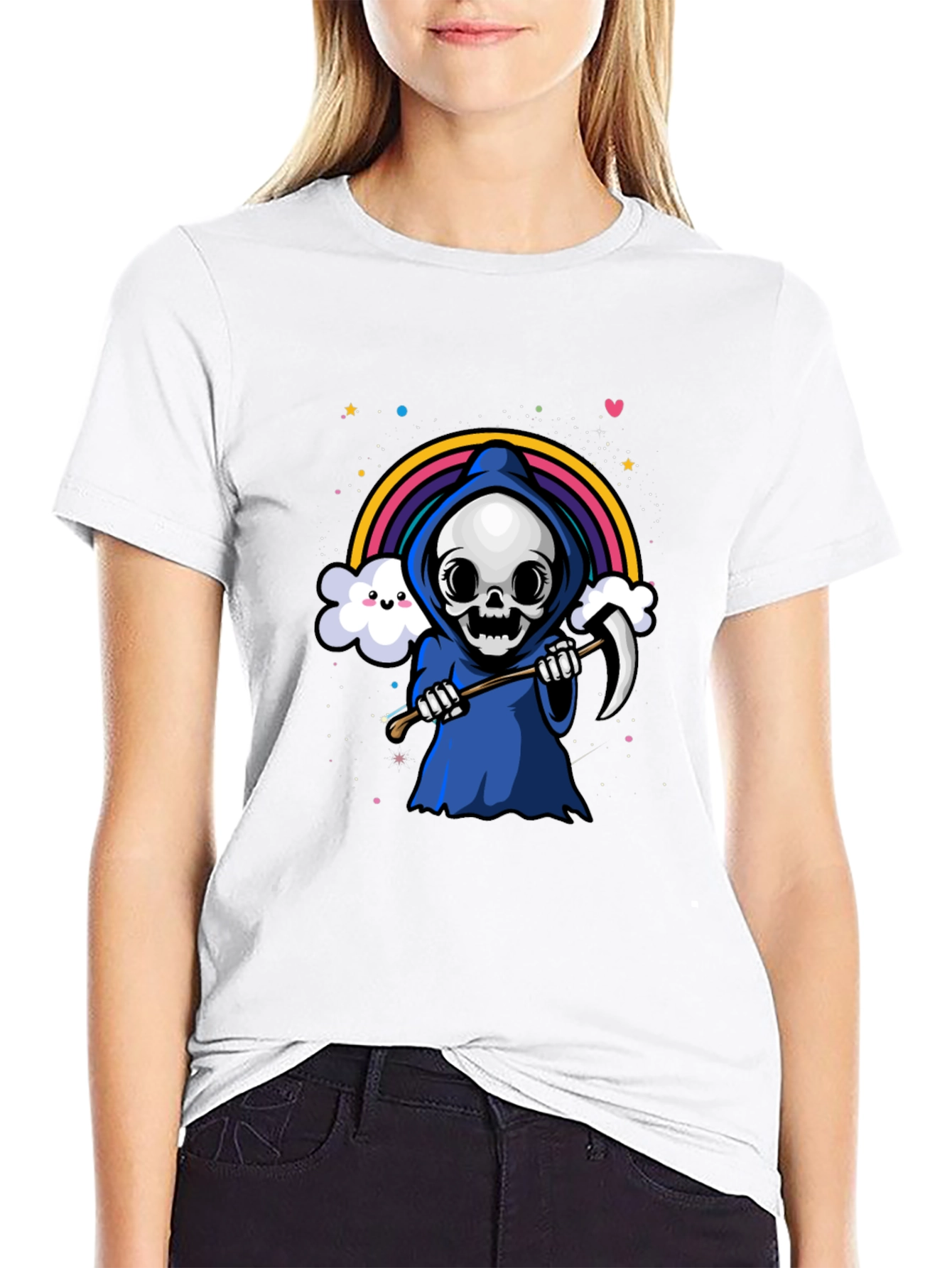 Kawaii Grim Reaper Rainbow T-Shirt