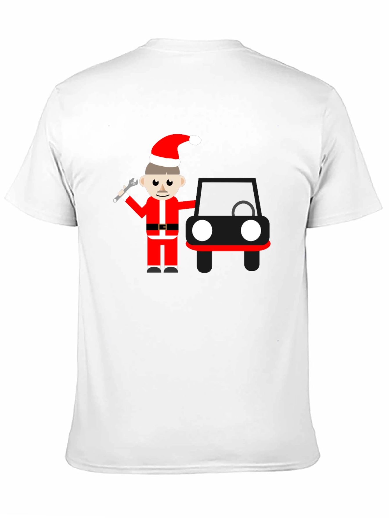 Cartoon Santa Mechanic Black T-Shirt