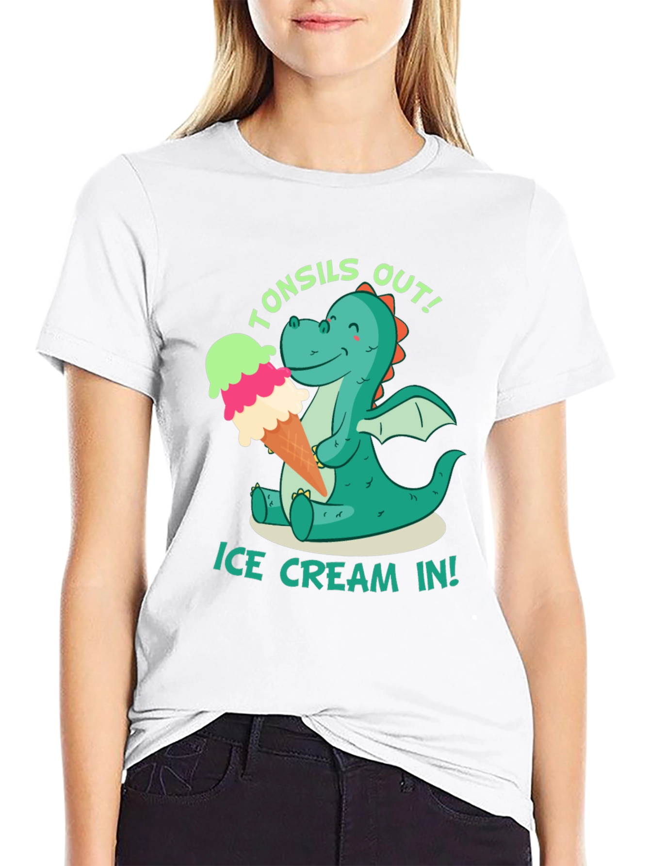Tonsils Out! Ice Cream In! Black T-Shirt