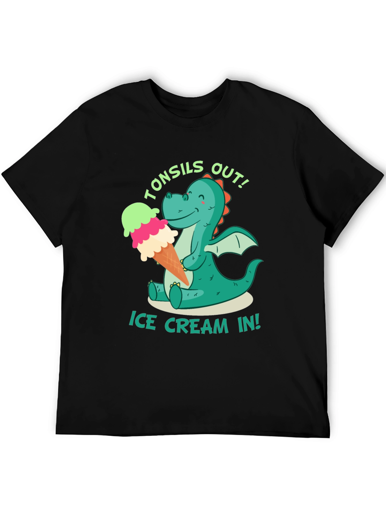 Tonsils Out! Ice Cream In! Black T-Shirt