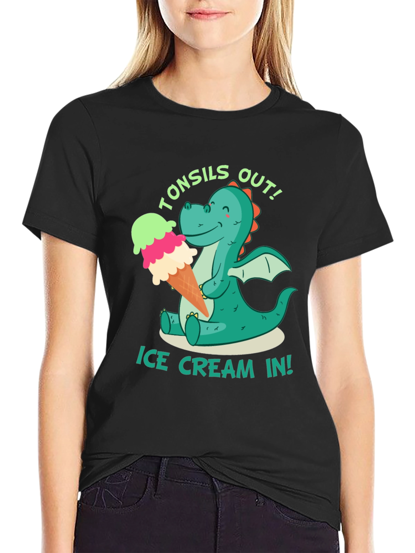 Tonsils Out! Ice Cream In! Black T-Shirt