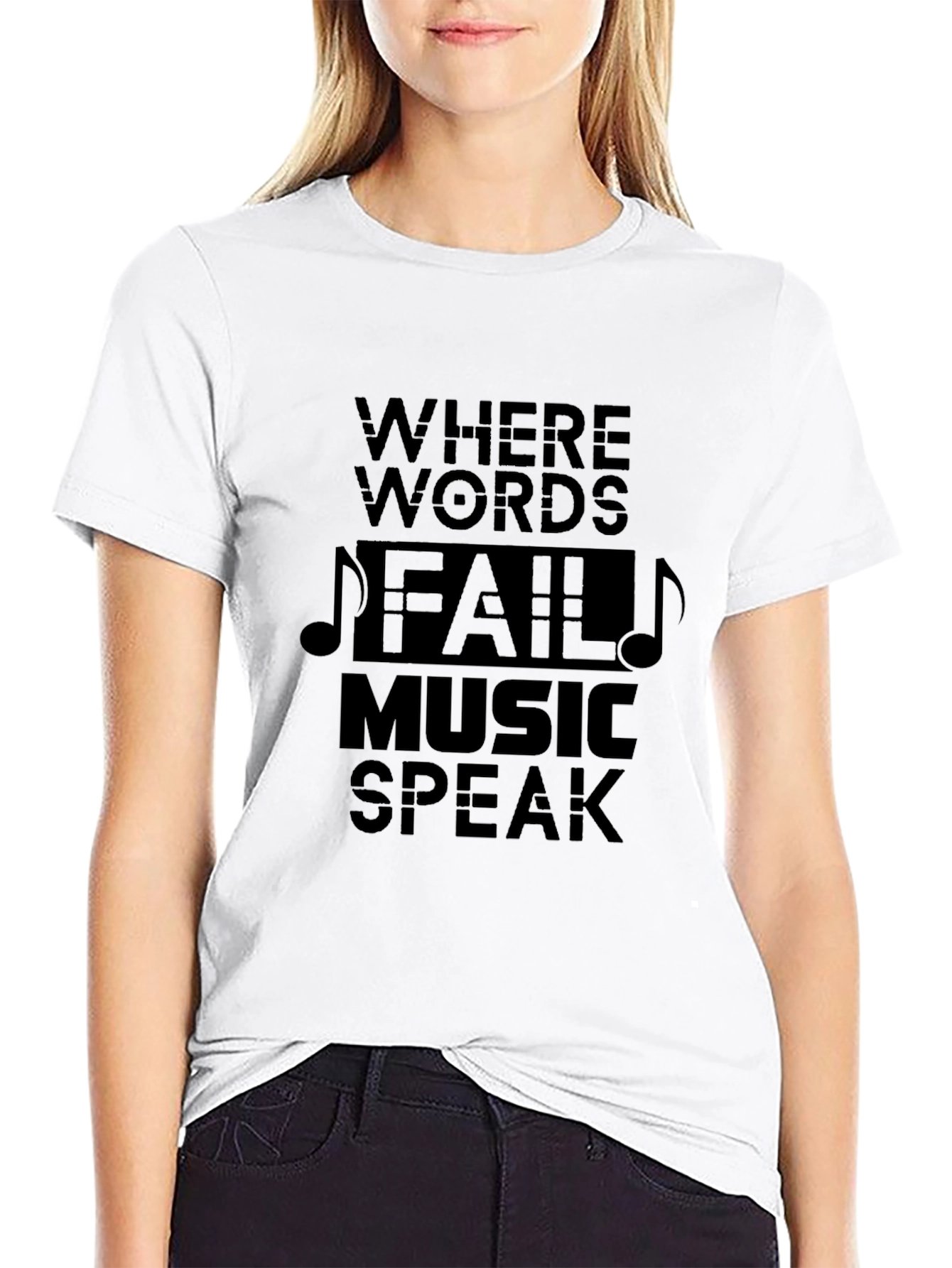 Music Speaks Mens Black Graphic Tee