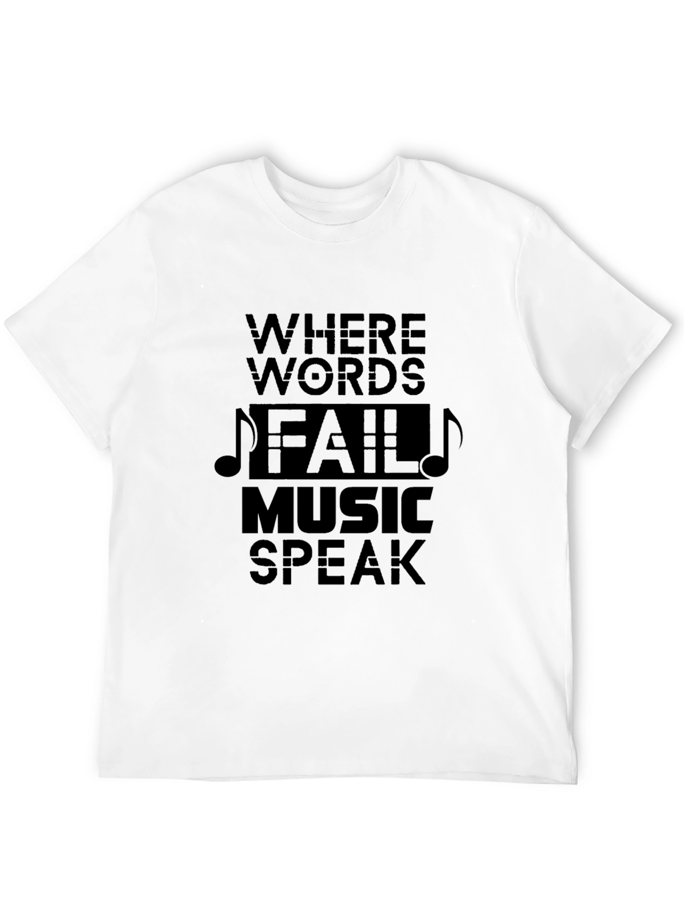 Music Speaks Mens Black Graphic Tee