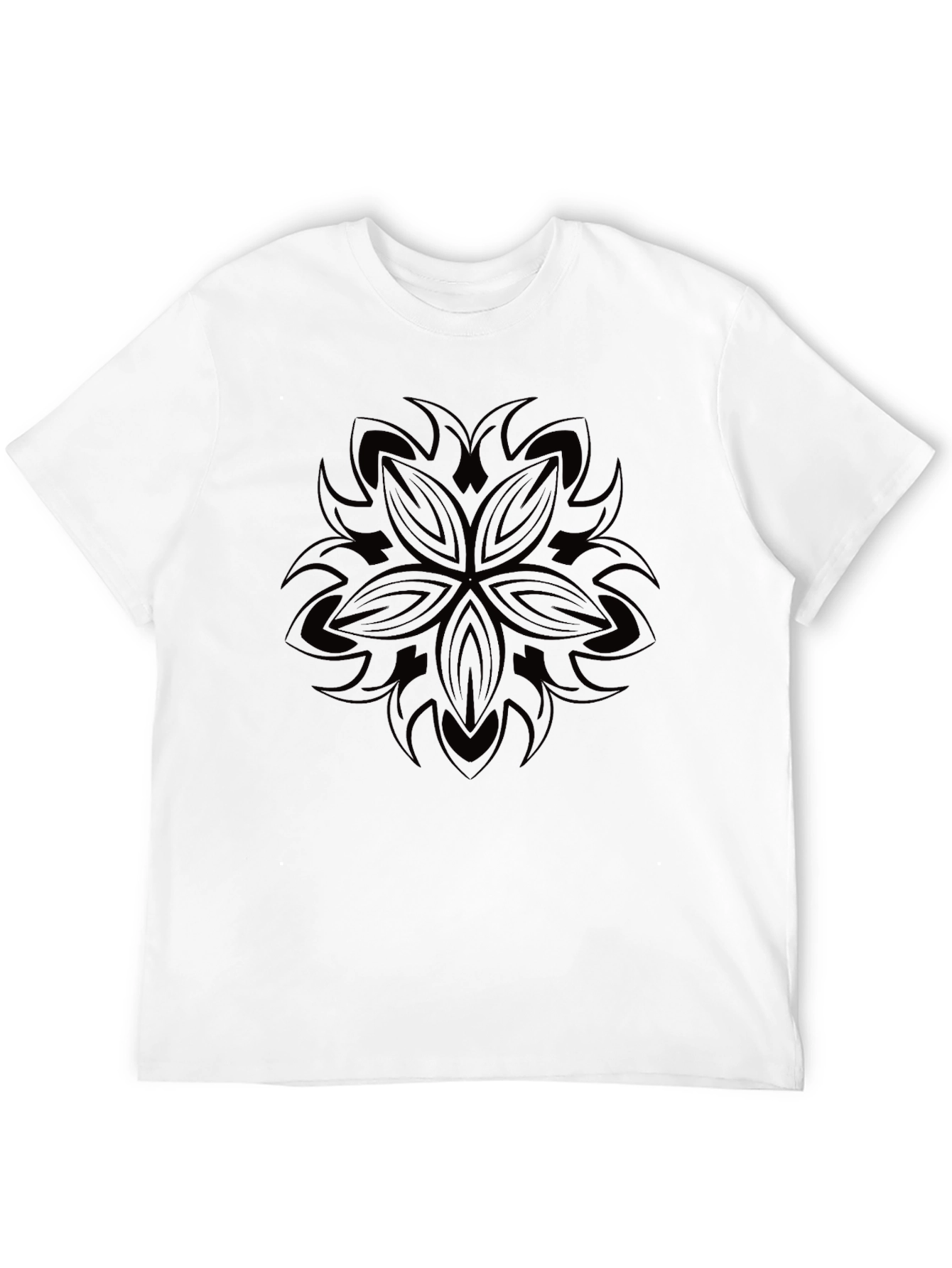 Abstract Mandala Graphic Print Black T-Shirt