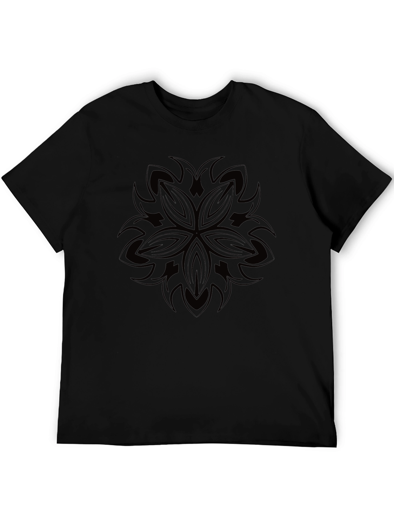 Abstract Mandala Graphic Print Black T-Shirt