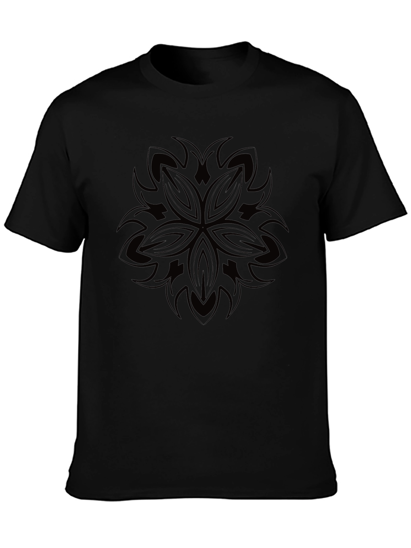 Abstract Mandala Graphic Print Black T-Shirt