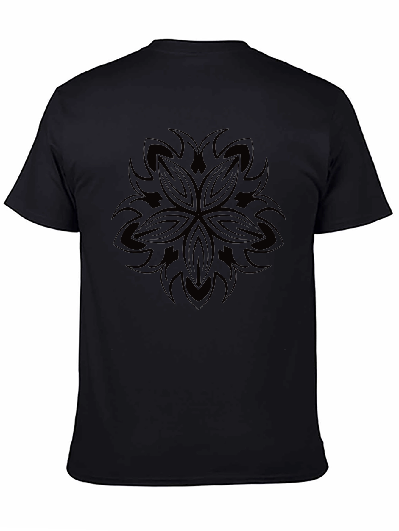 Abstract Mandala Graphic Print Black T-Shirt