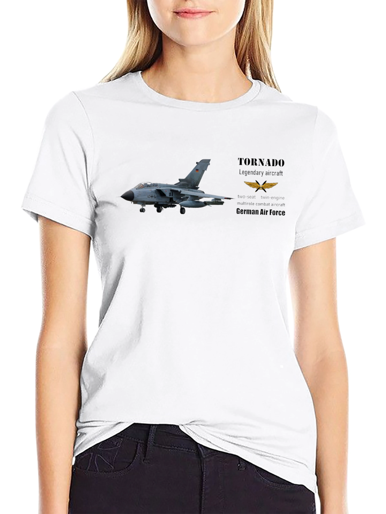 Tornado Jet German Air Force Black T-Shirt