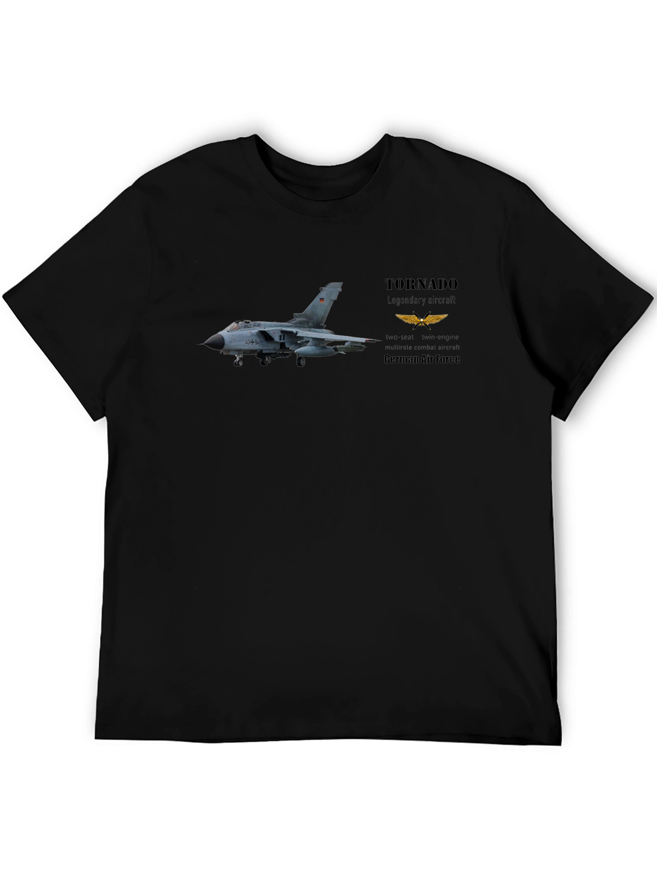 Tornado Jet German Air Force Black T-Shirt