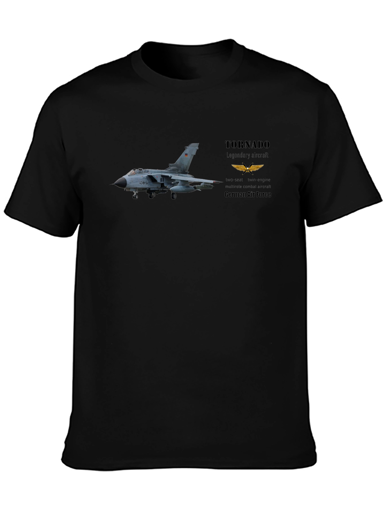 Tornado Jet German Air Force Black T-Shirt