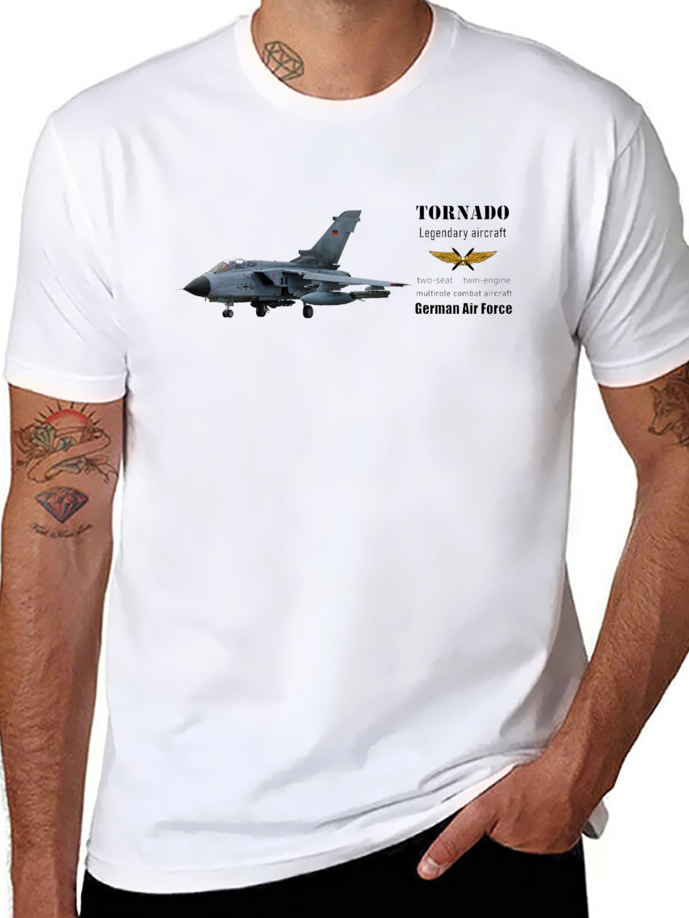 Tornado Jet German Air Force Black T-Shirt