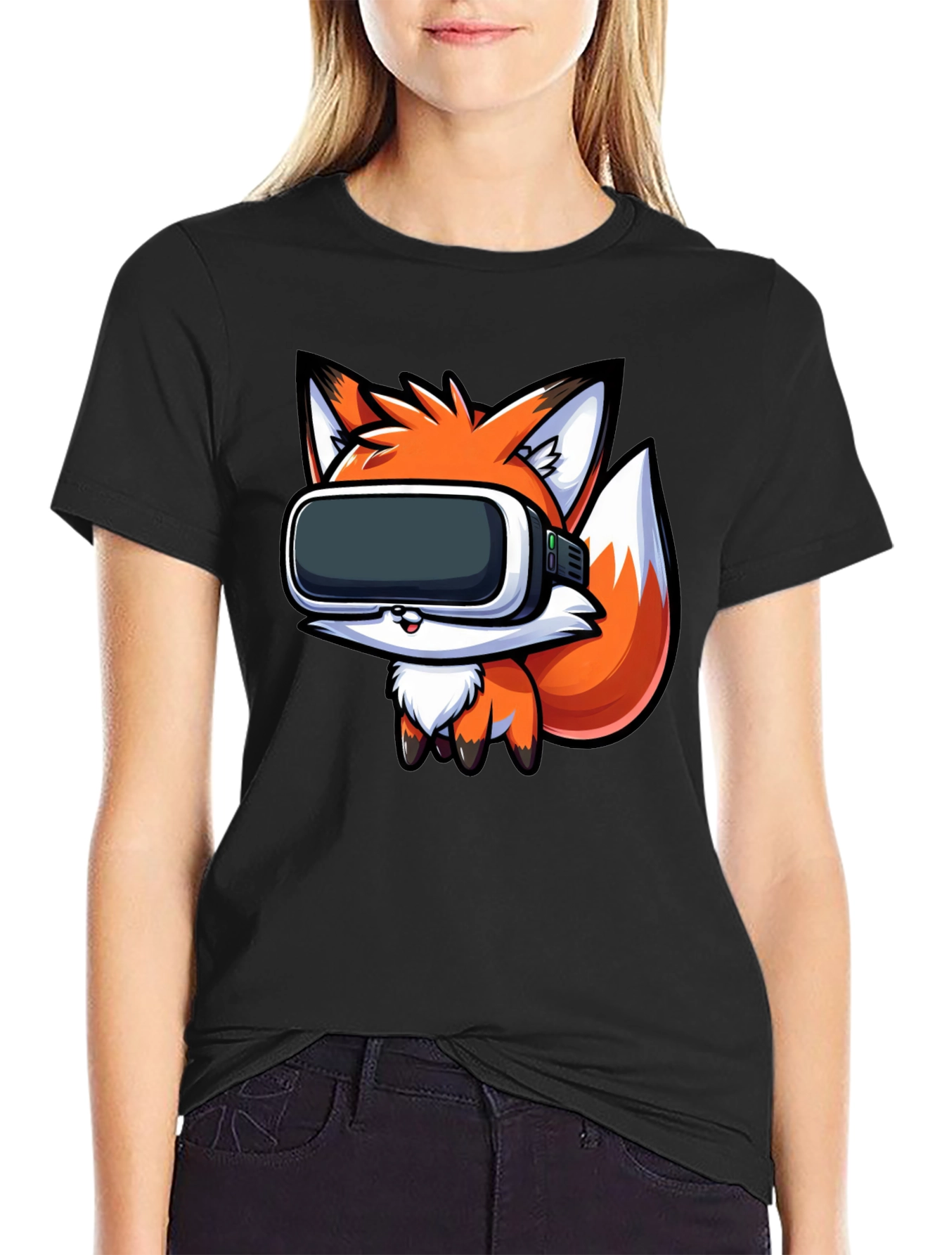 VR Fox Black T-Shirt - Gamer Style