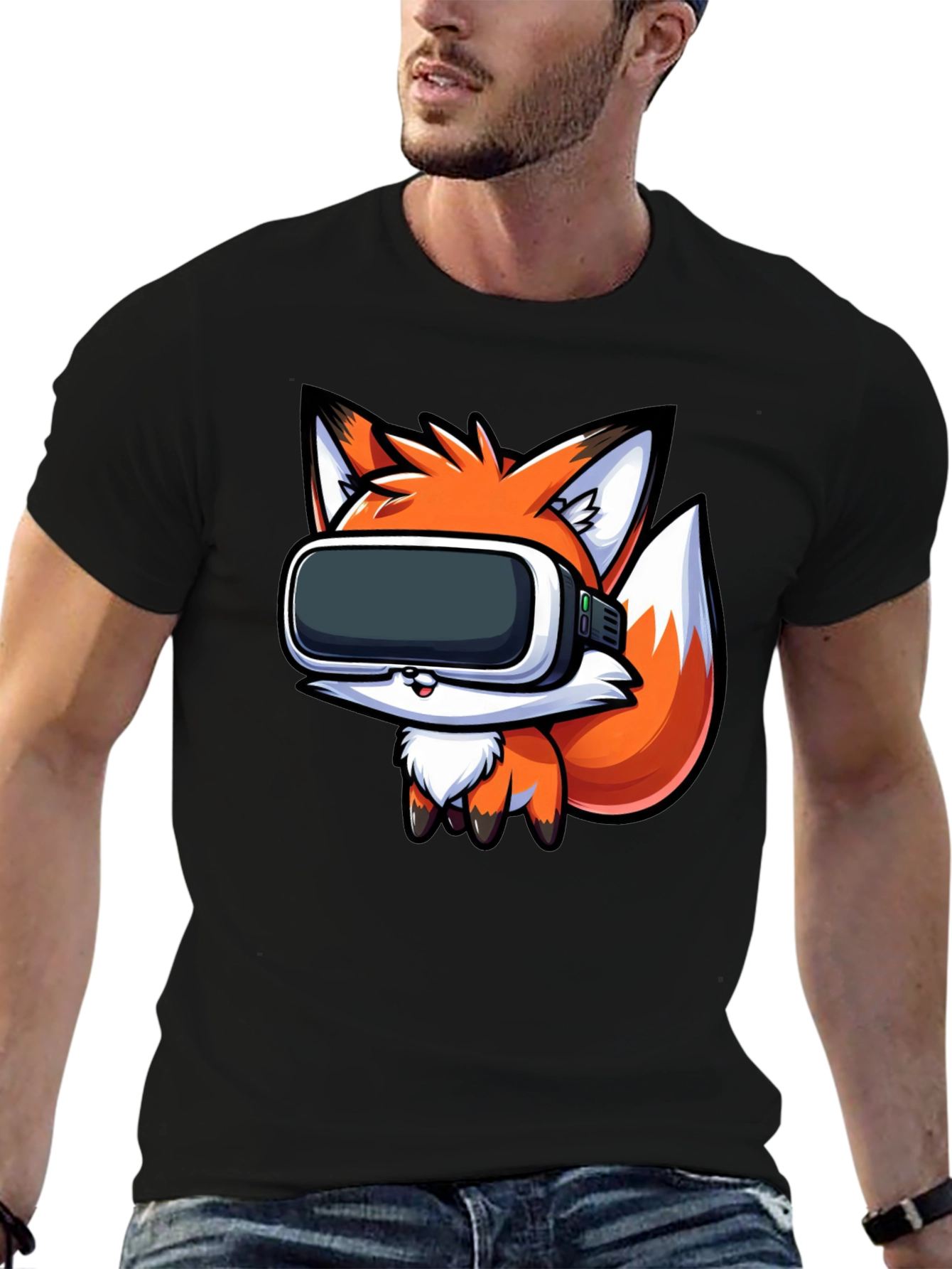 VR Fox Black T-Shirt - Gamer Style