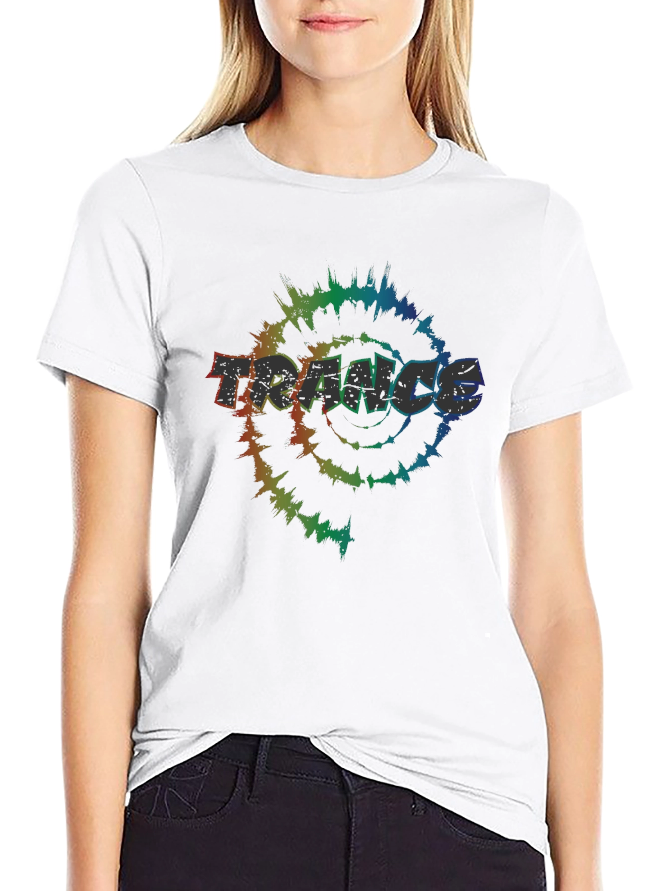 Trance Tie-Dye Graphic Tee - Black Cotton T-Shirt