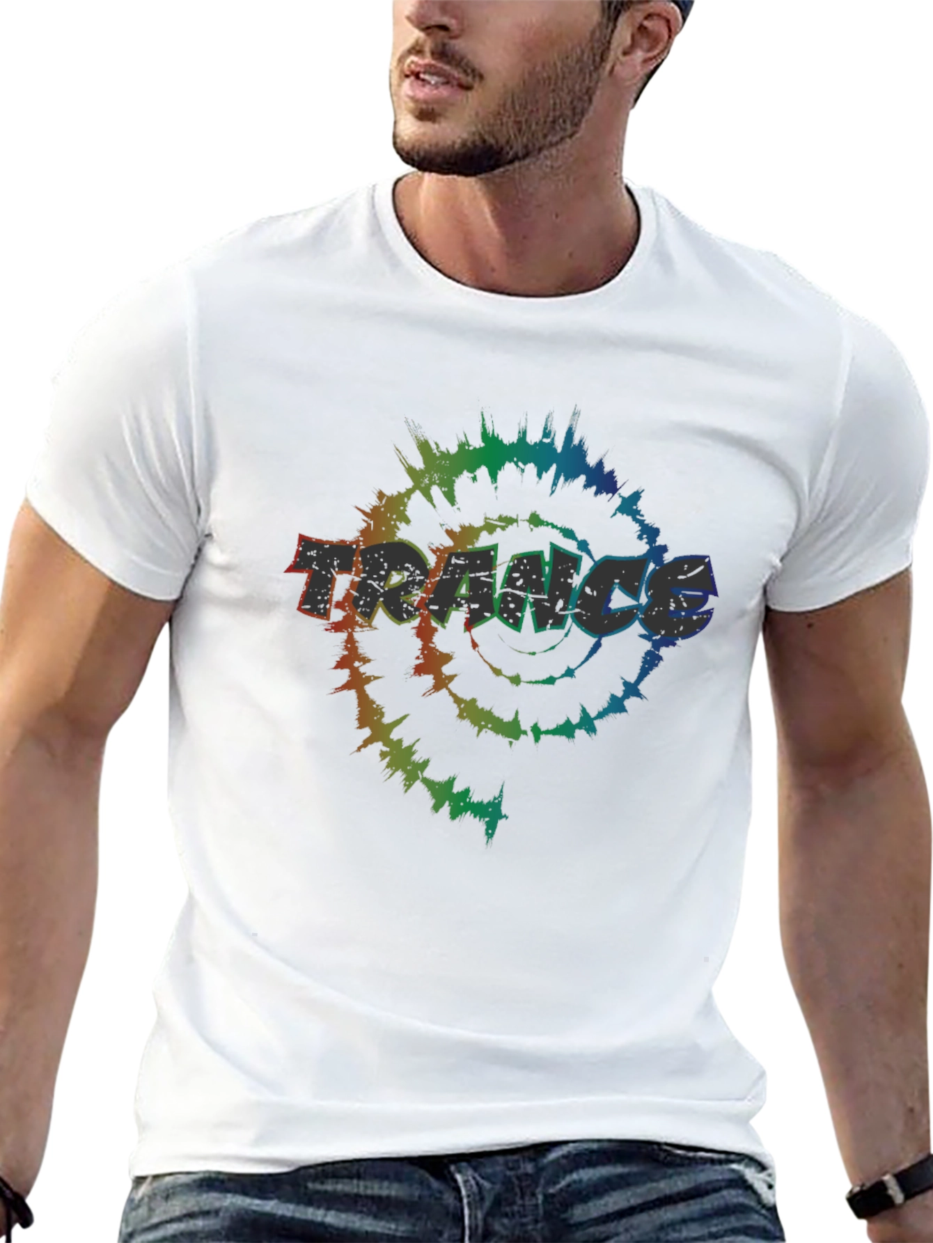 Trance Tie-Dye Graphic Tee - Black Cotton T-Shirt