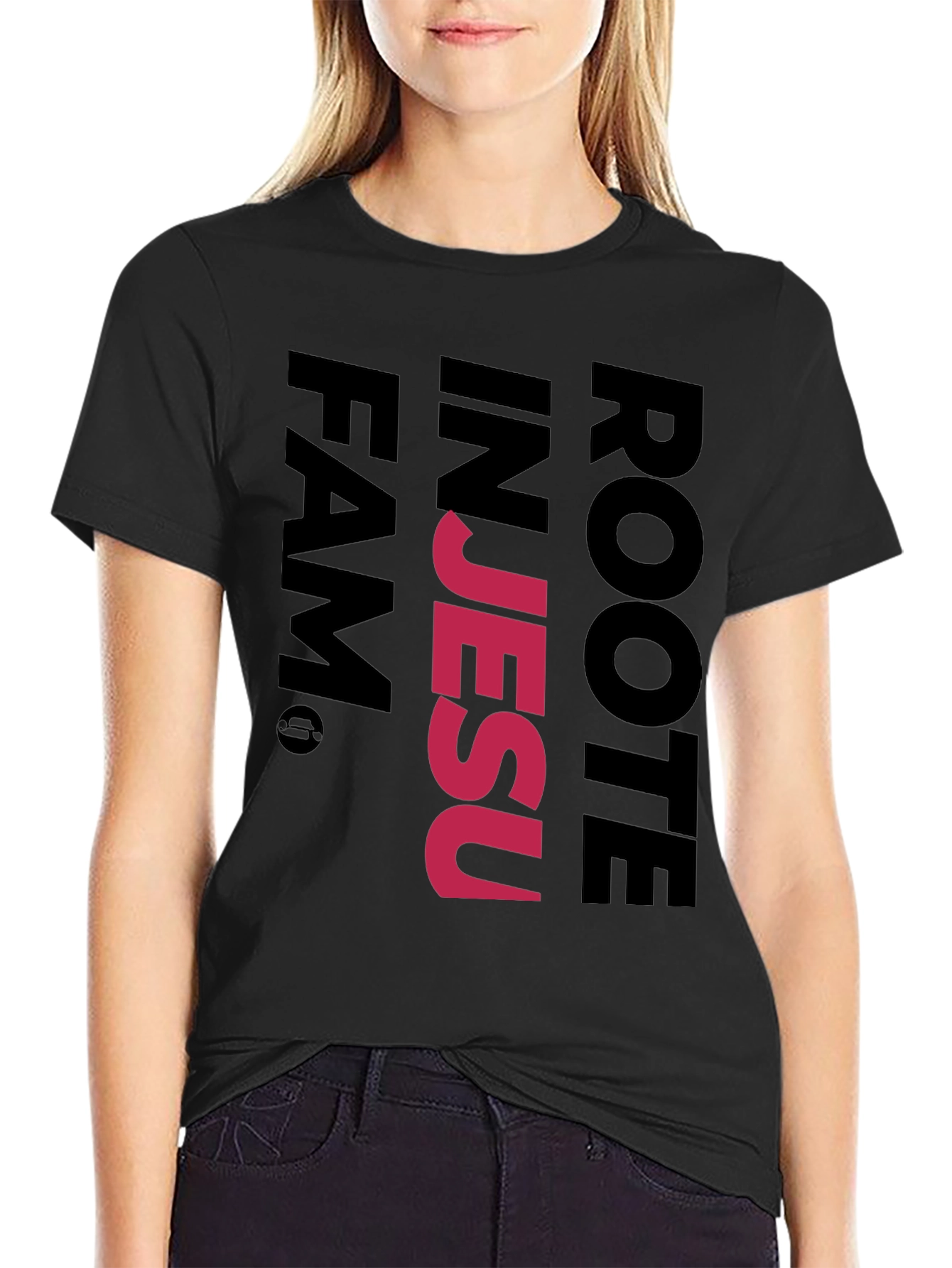 Rooted in Jesus Black Graphic T-Shirt