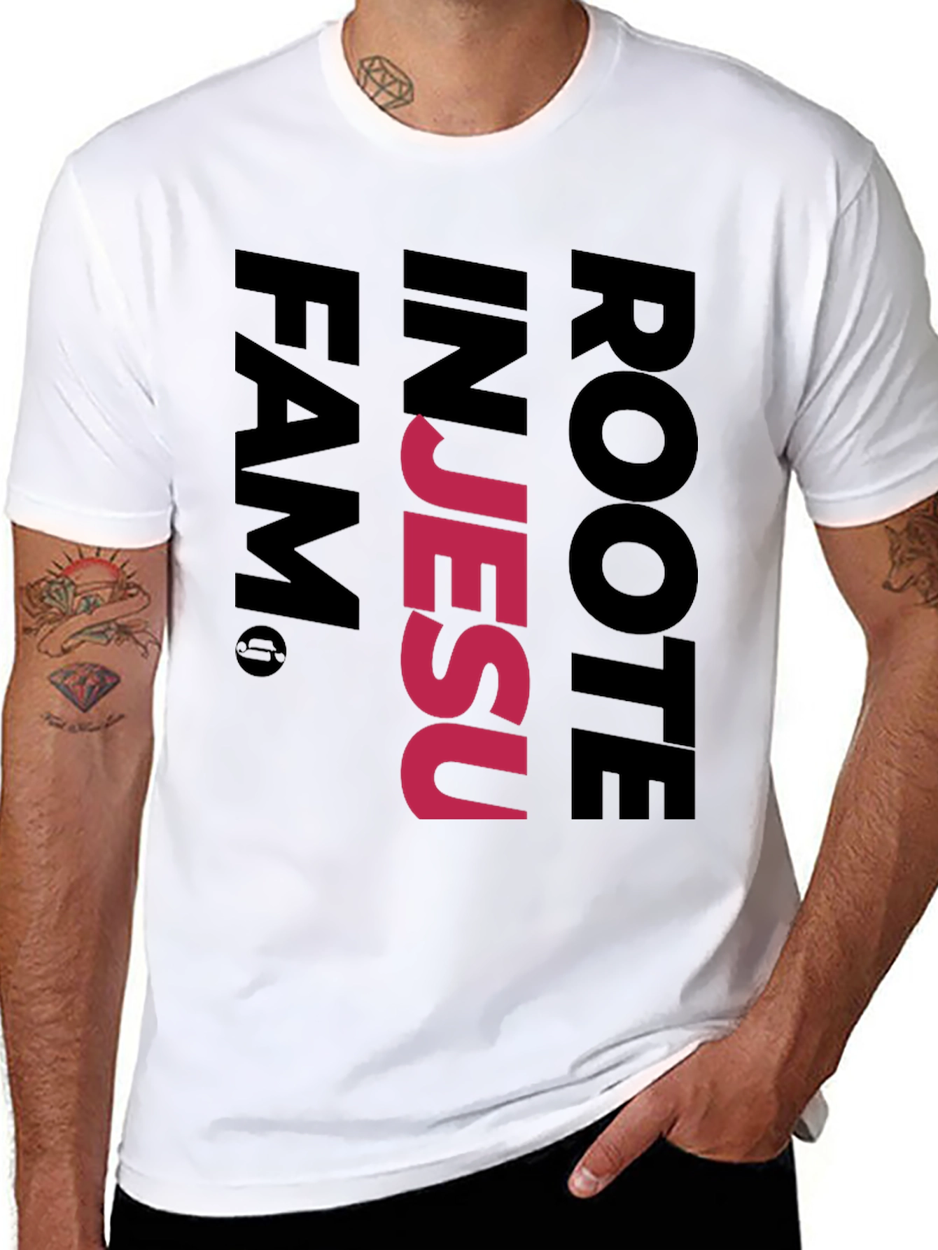Rooted in Jesus Black Graphic T-Shirt