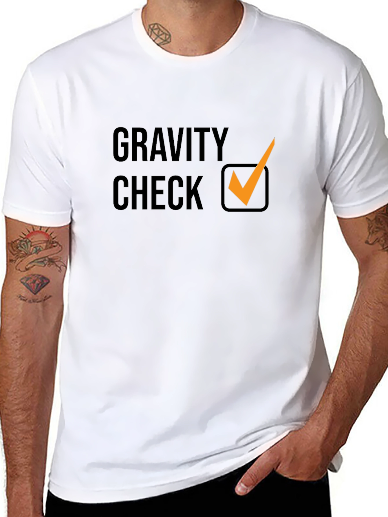 Gravity Check Graphic Tee - Stylish Black Cotton T-Shirt