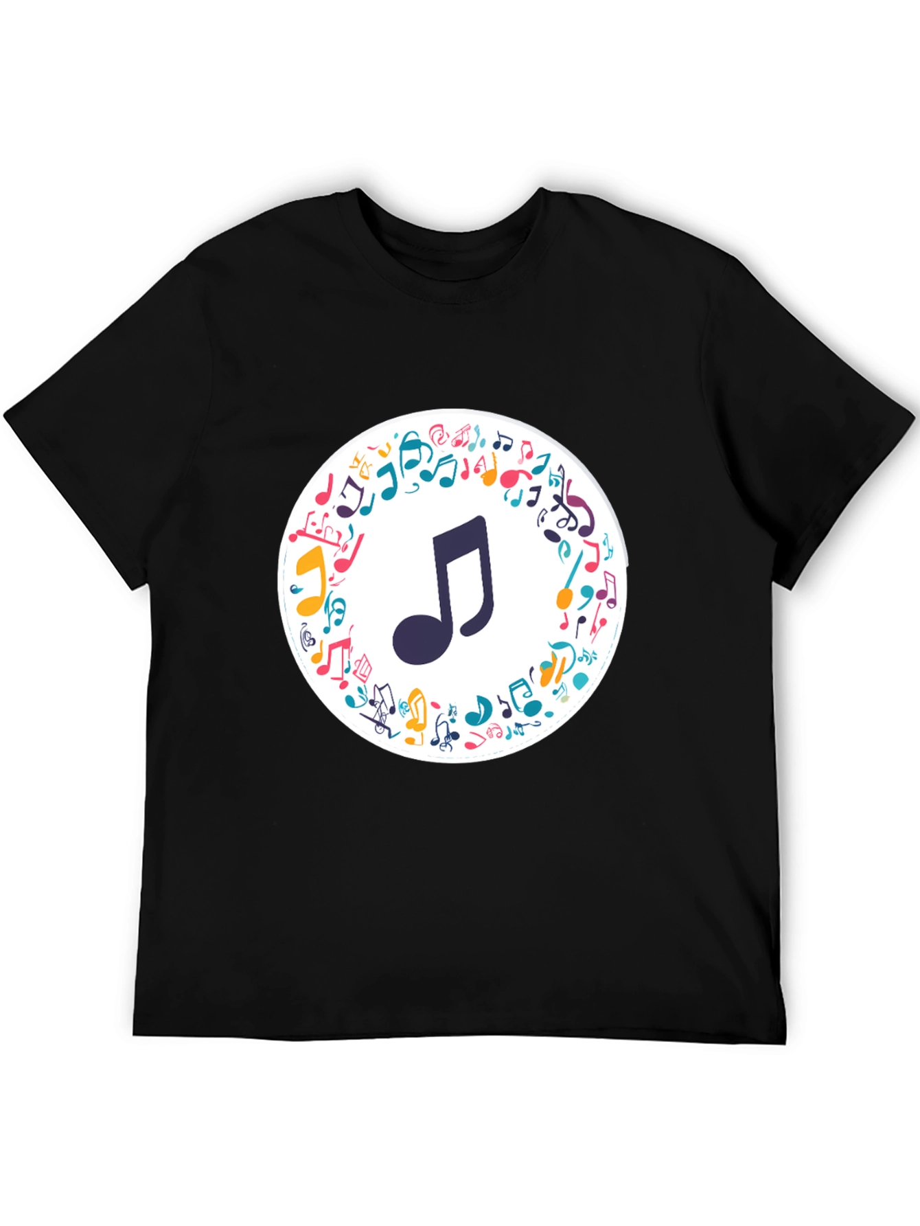Musical Note Graphic Tee - Stylish Black T-Shirt