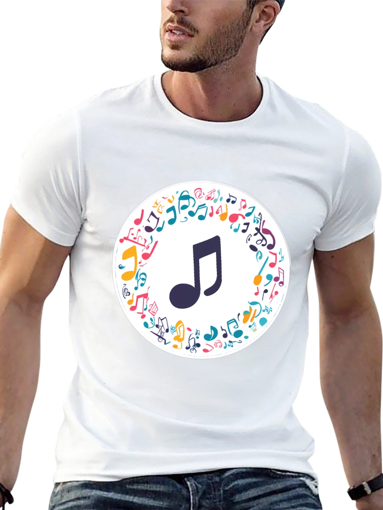 Musical Note Graphic Tee - Stylish Black T-Shirt