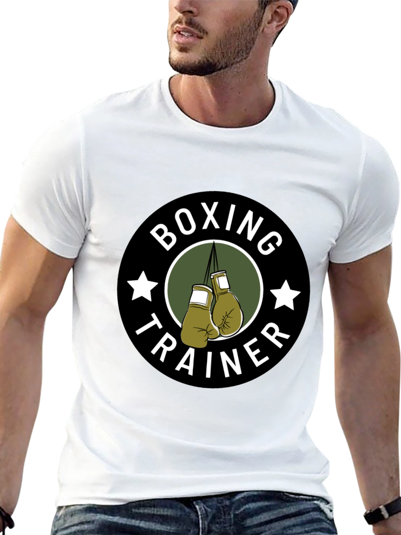 Boxing Trainer Graphic T-Shirt - Black Cotton Tee