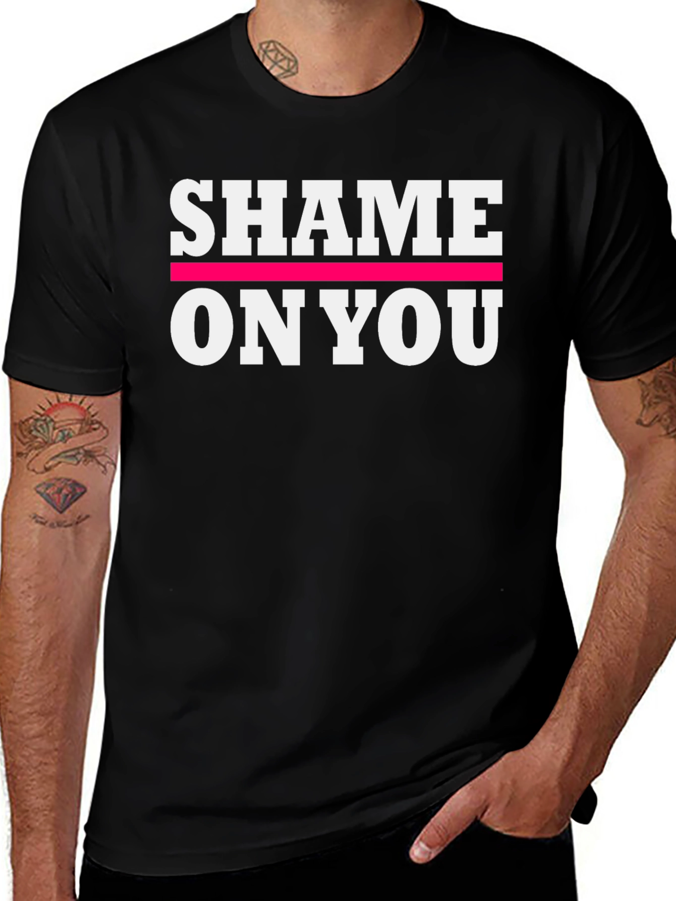 Shame on You Graphic Print Crew Neck T-Shirt