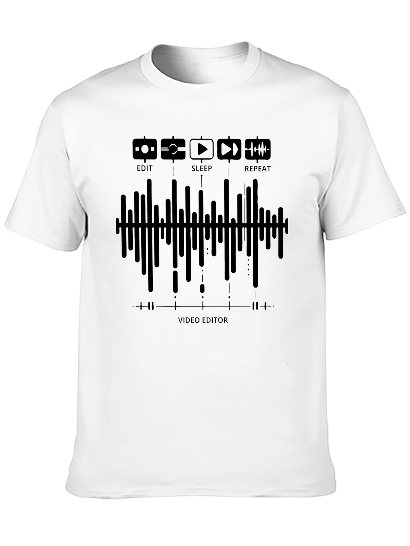 Video Editor Edit Sleep Repeat Black T-Shirt