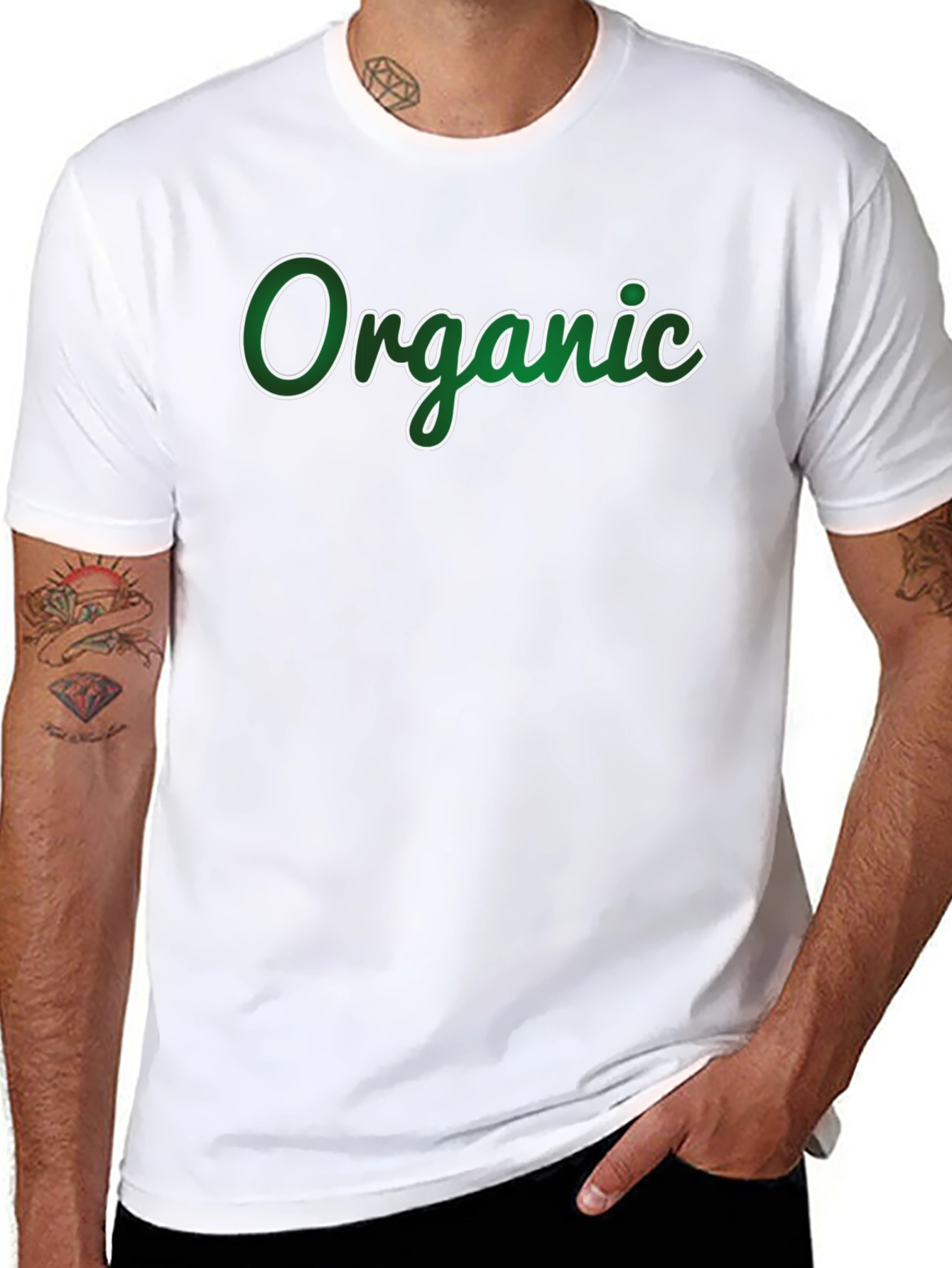 Organic Green Lettering Black T-Shirt