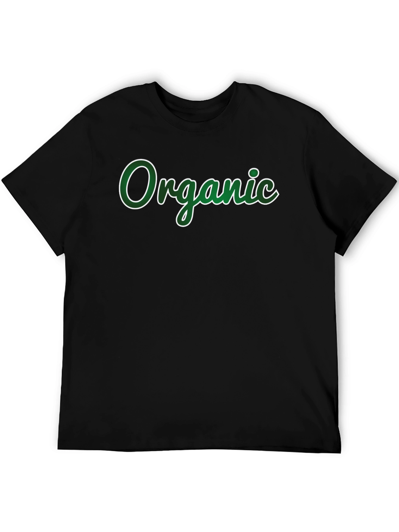Organic Green Lettering Black T-Shirt