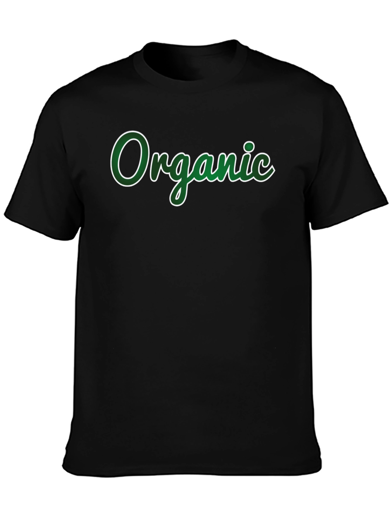 Organic Green Lettering Black T-Shirt